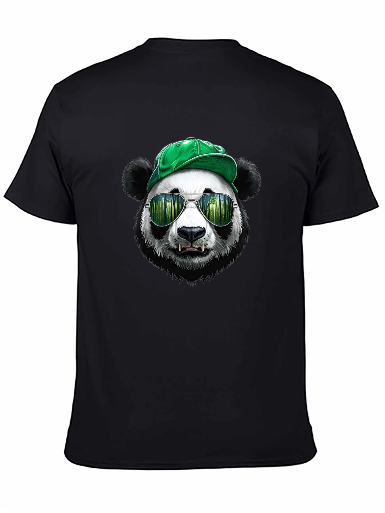 Black Cool Panda Tee with Hat & Shades - Unique Graphic T-Shirt view 4