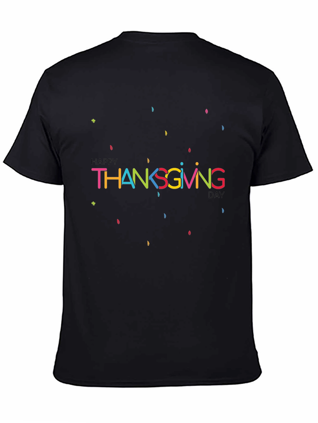 Black Happy Thanksgiving Day Graphic Tee - Black view 4