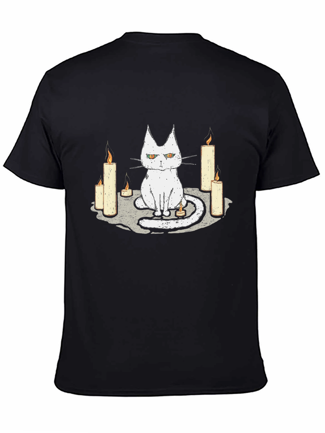Occult Cat Candle Circle Graphic Tee - 4