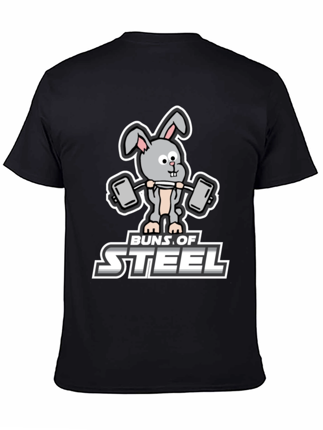 Black Buns of Steel Graphic T-Shirt - Funny Workout Bunny view 4