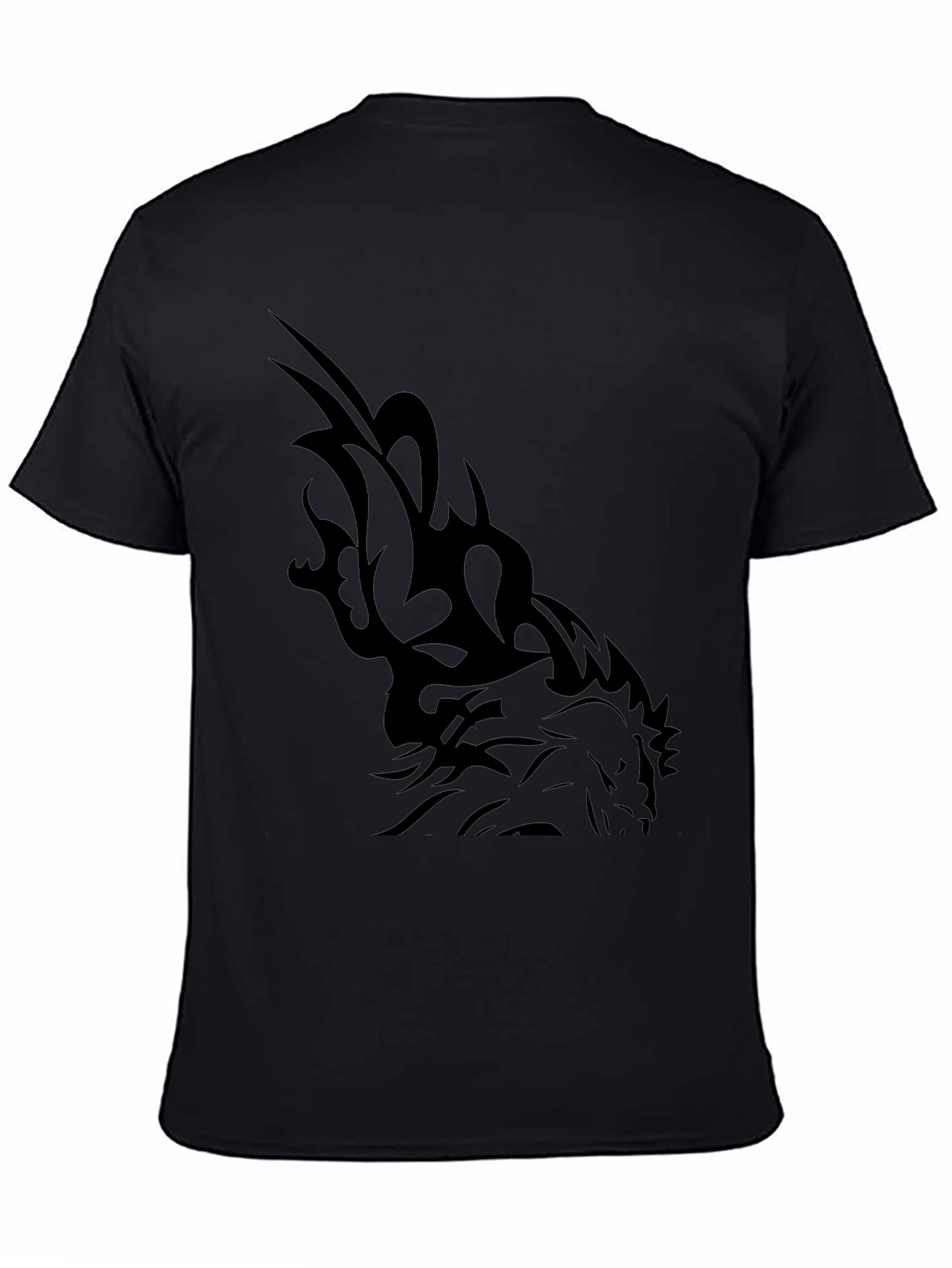 Black Tribal Dragon Graphic Tee - Men's Black T-Shirt view 4