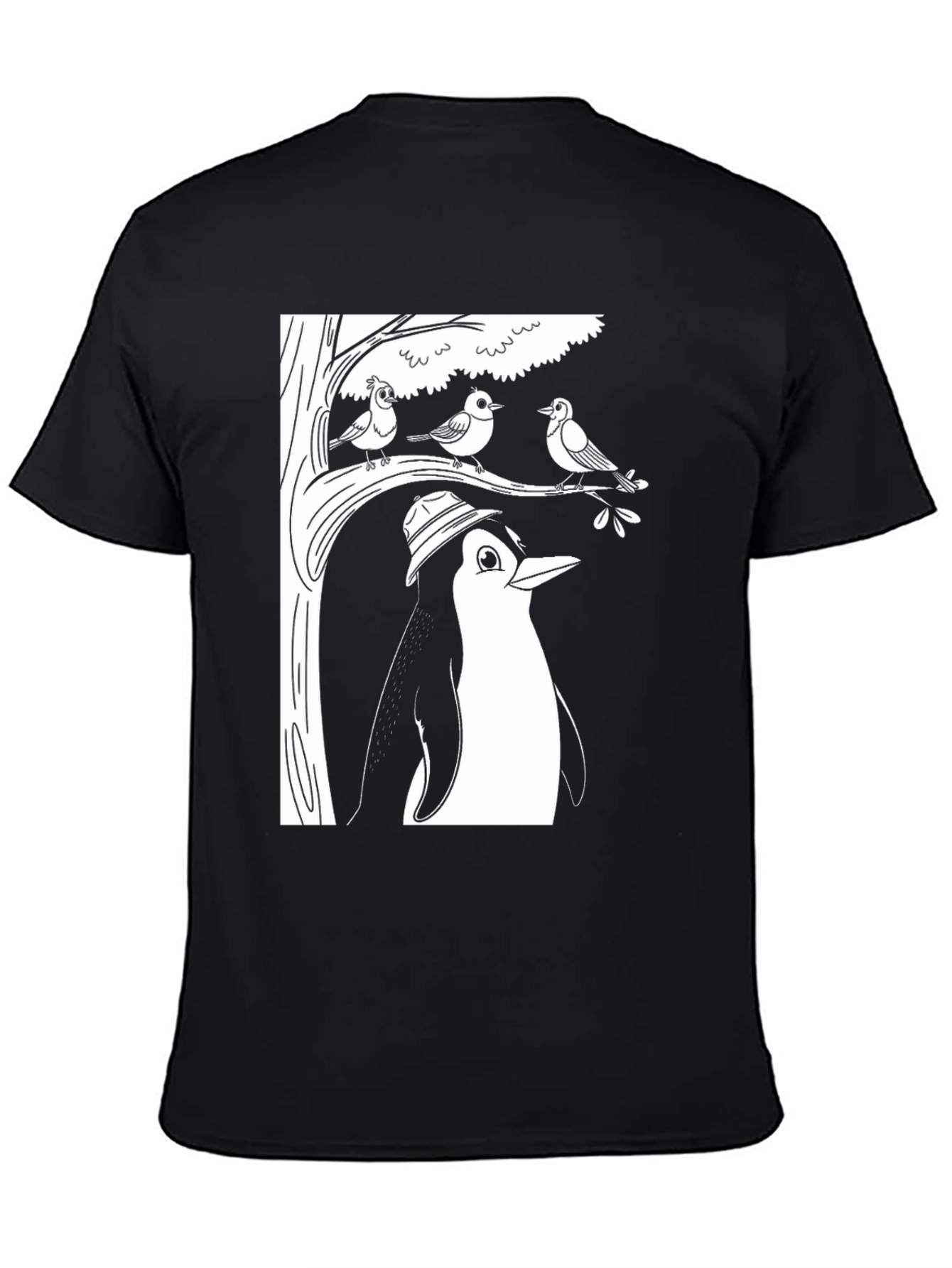 Black Penguin & Birds Graphic Tee view 4