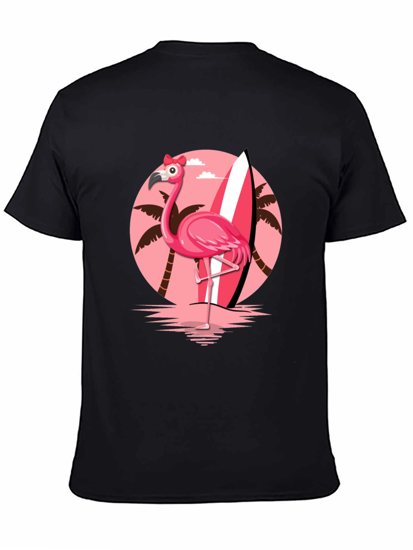 Black Flamingo Surf T-Shirt - Tropical Summer Tee view 4