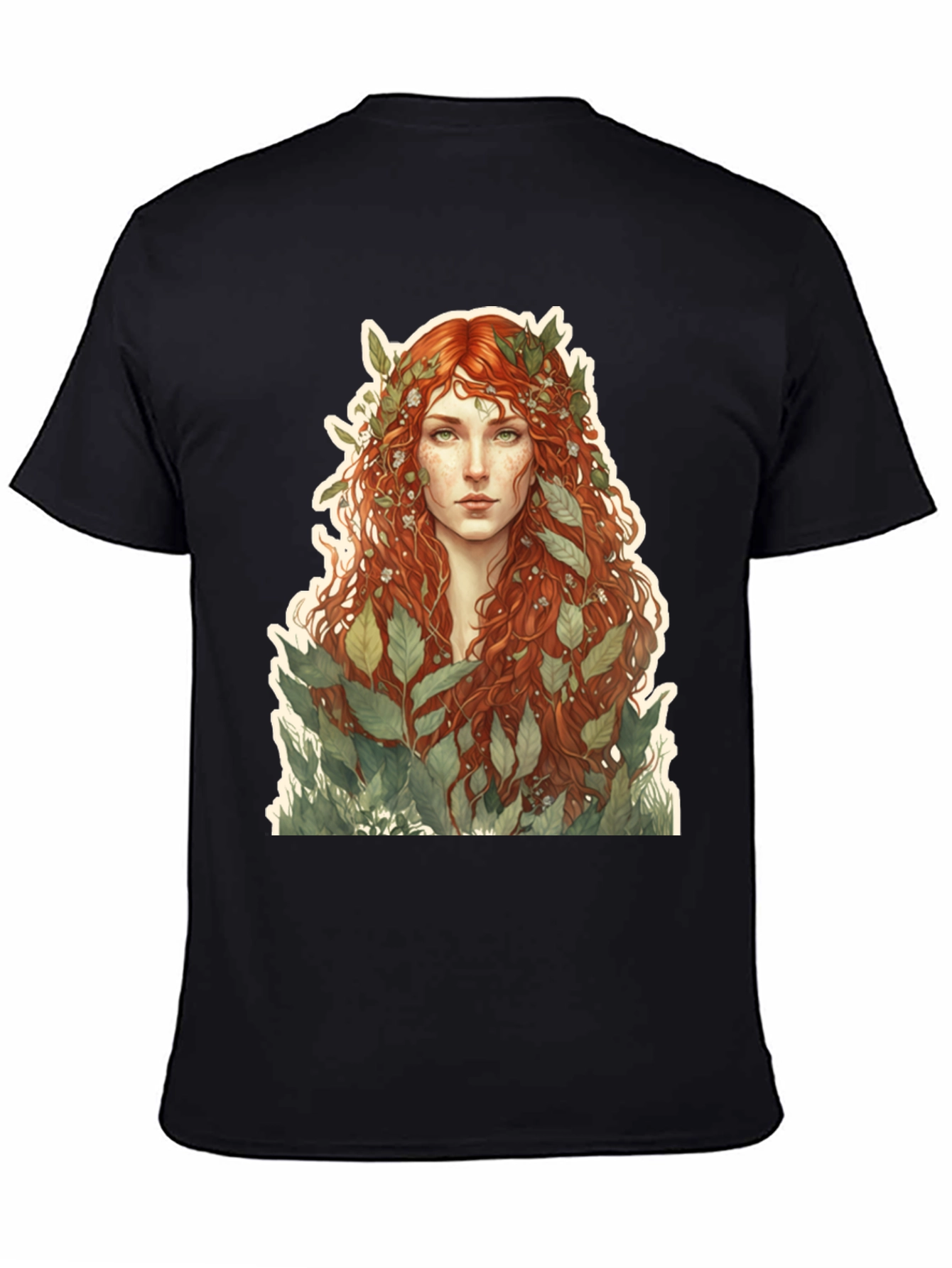 Black Nature Goddess Graphic Tee - Black Cotton T-Shirt view 4