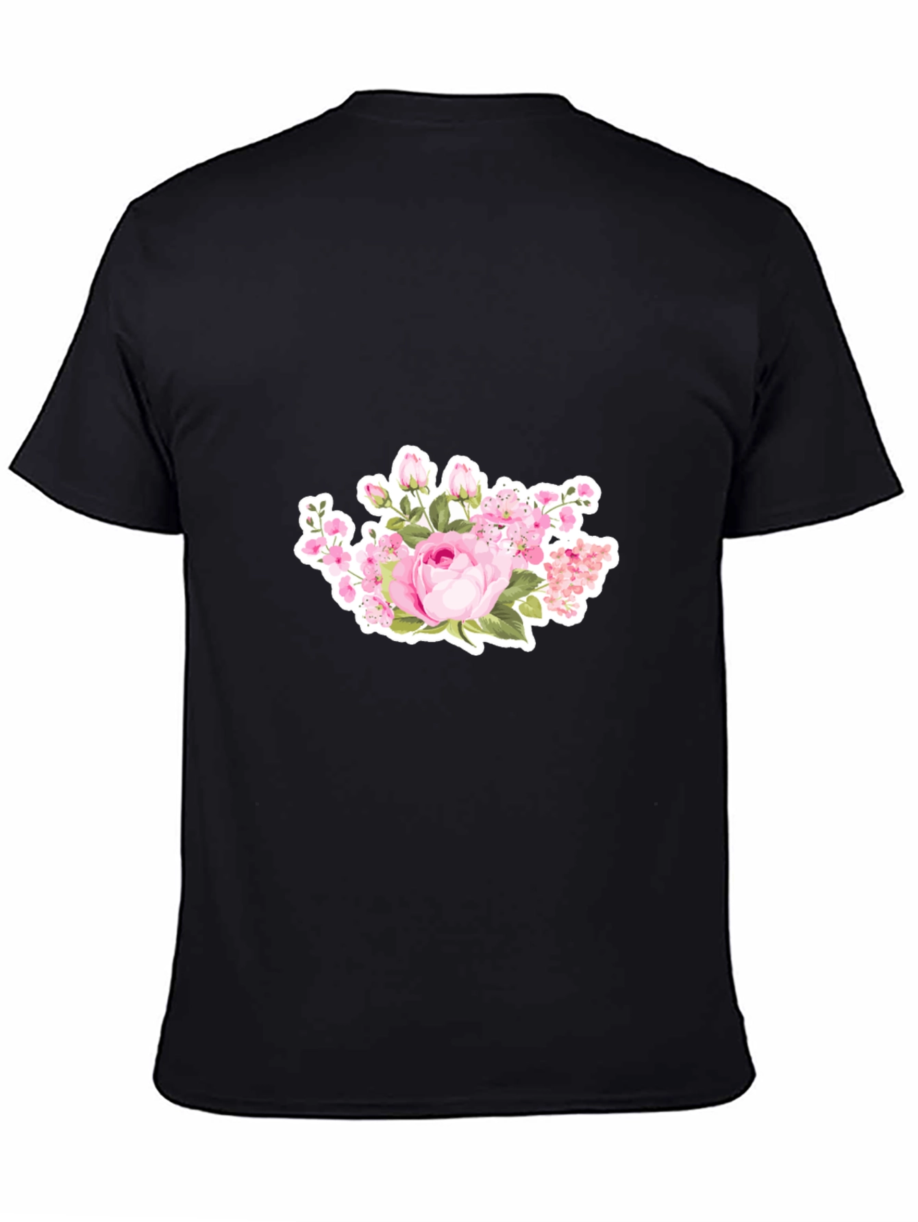 Black Floral Print Black T-Shirt view 4