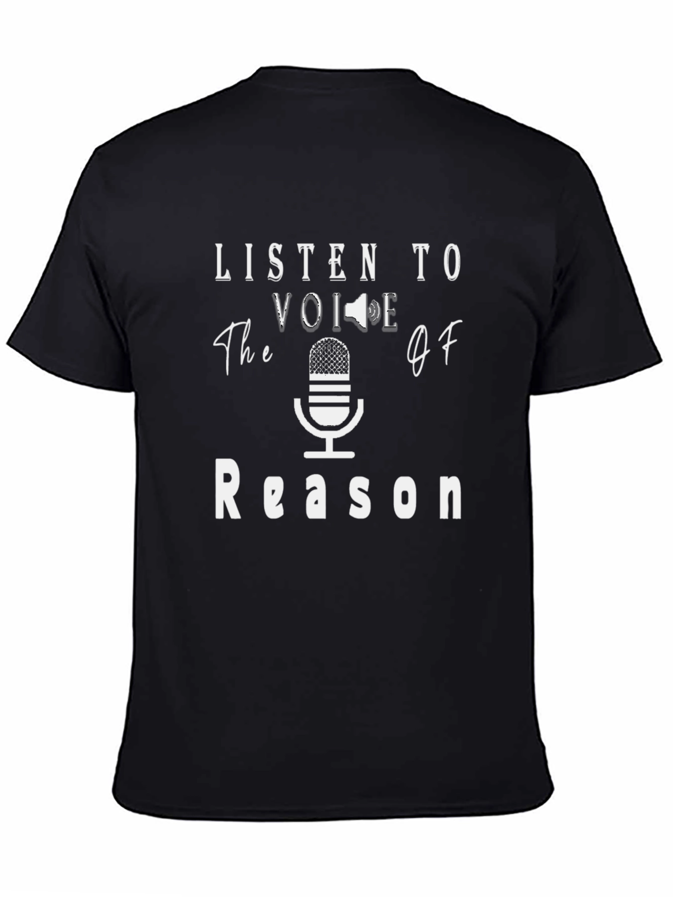 Black Listen to the Voice of Reason Graphic Tee view 4
