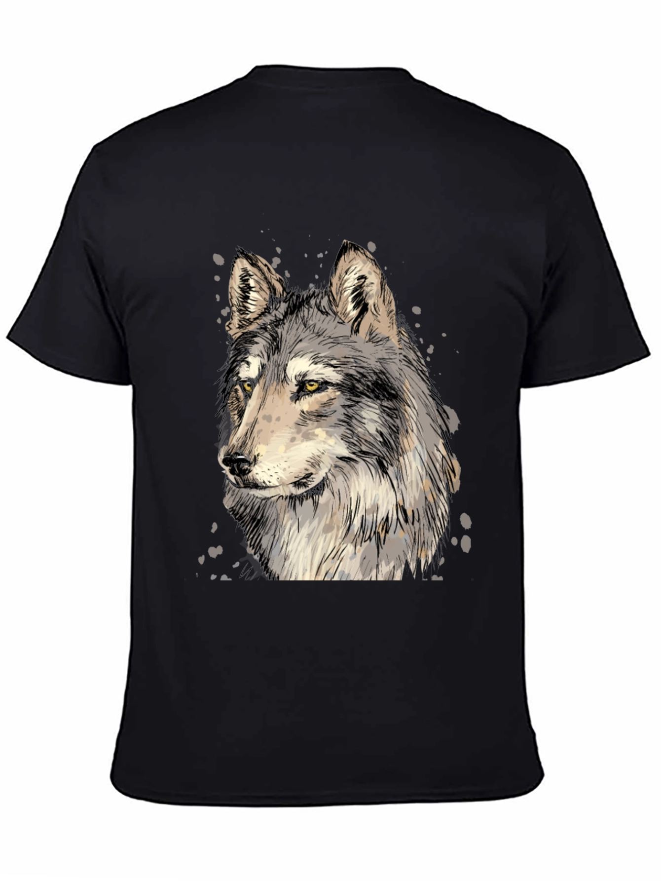 Black Wolf Graphic Print Black T-Shirt view 4