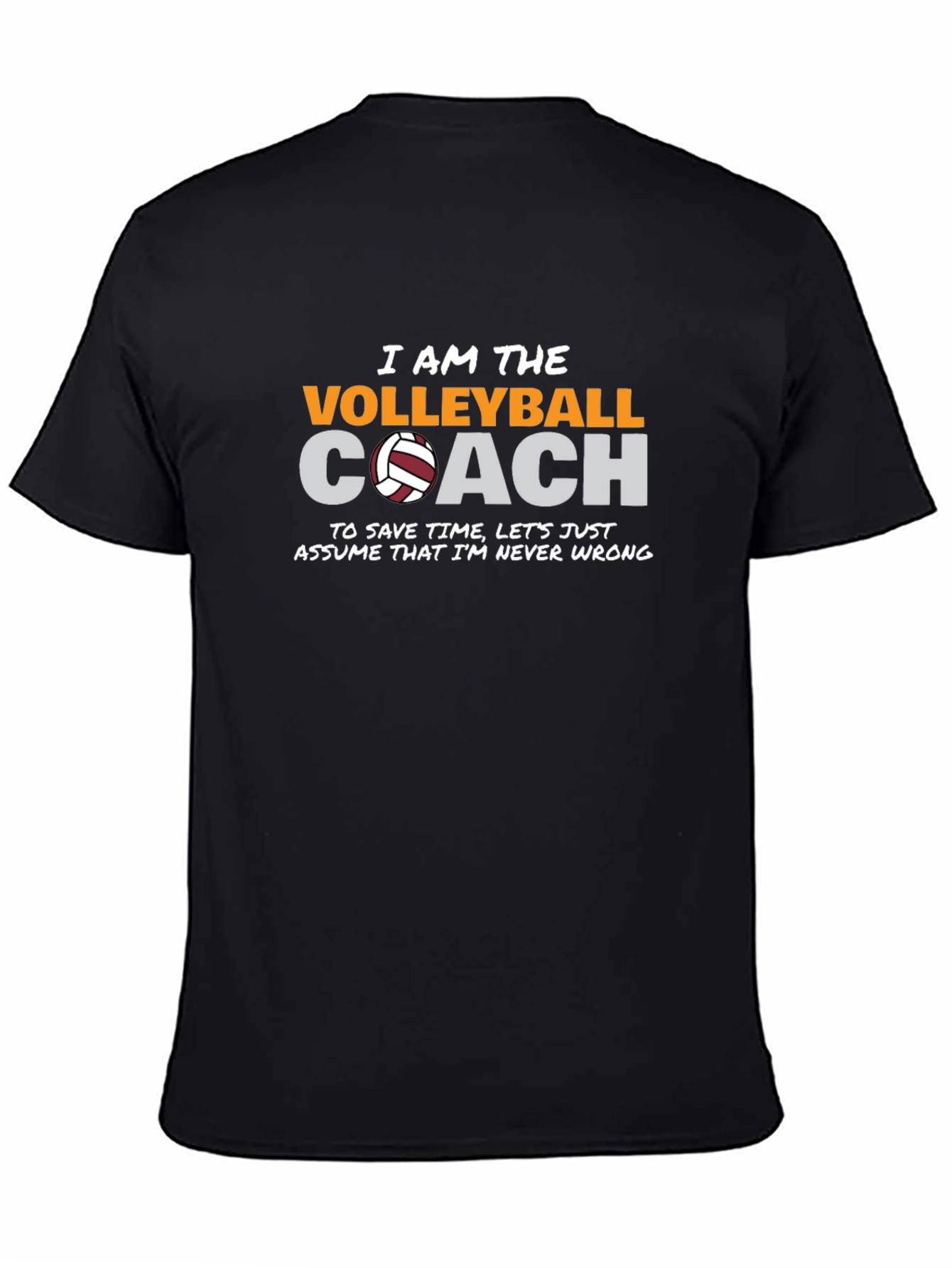Black Volleyball Coach Graphic T-Shirt view 4