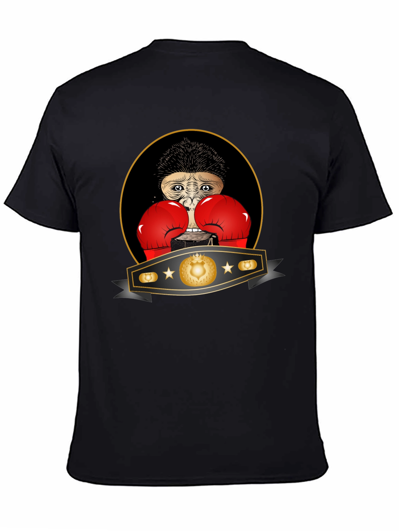Black Boxing Monkey T-Shirt: Champion Style, Funny Graphic Tee view 4