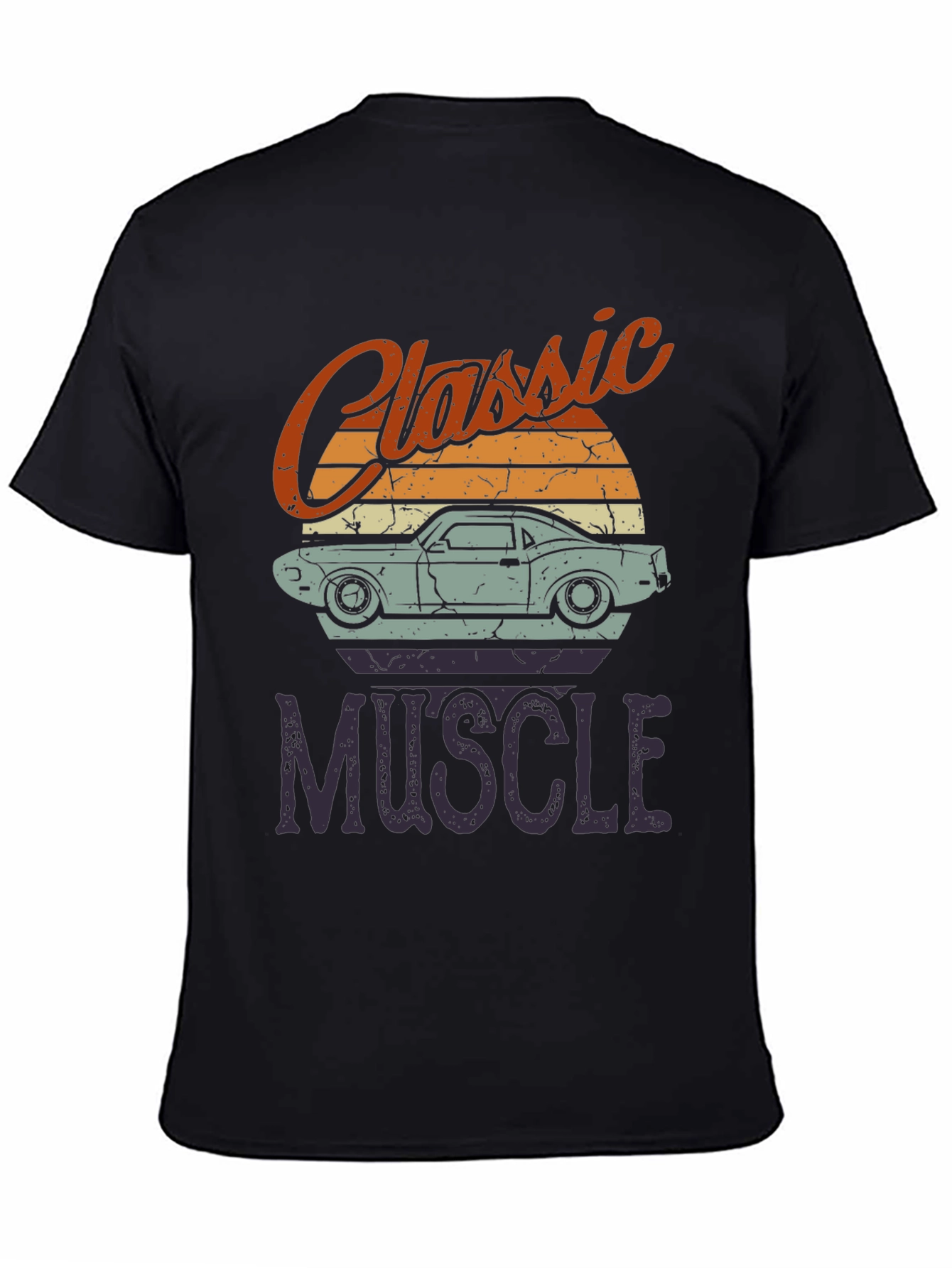 Black Classic Muscle Car Graphic T-Shirt view 4