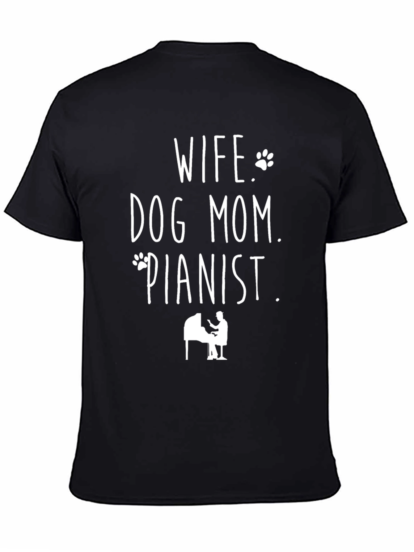 Black Wife Dog Mom Pianist Graphic Tee - Black view 4