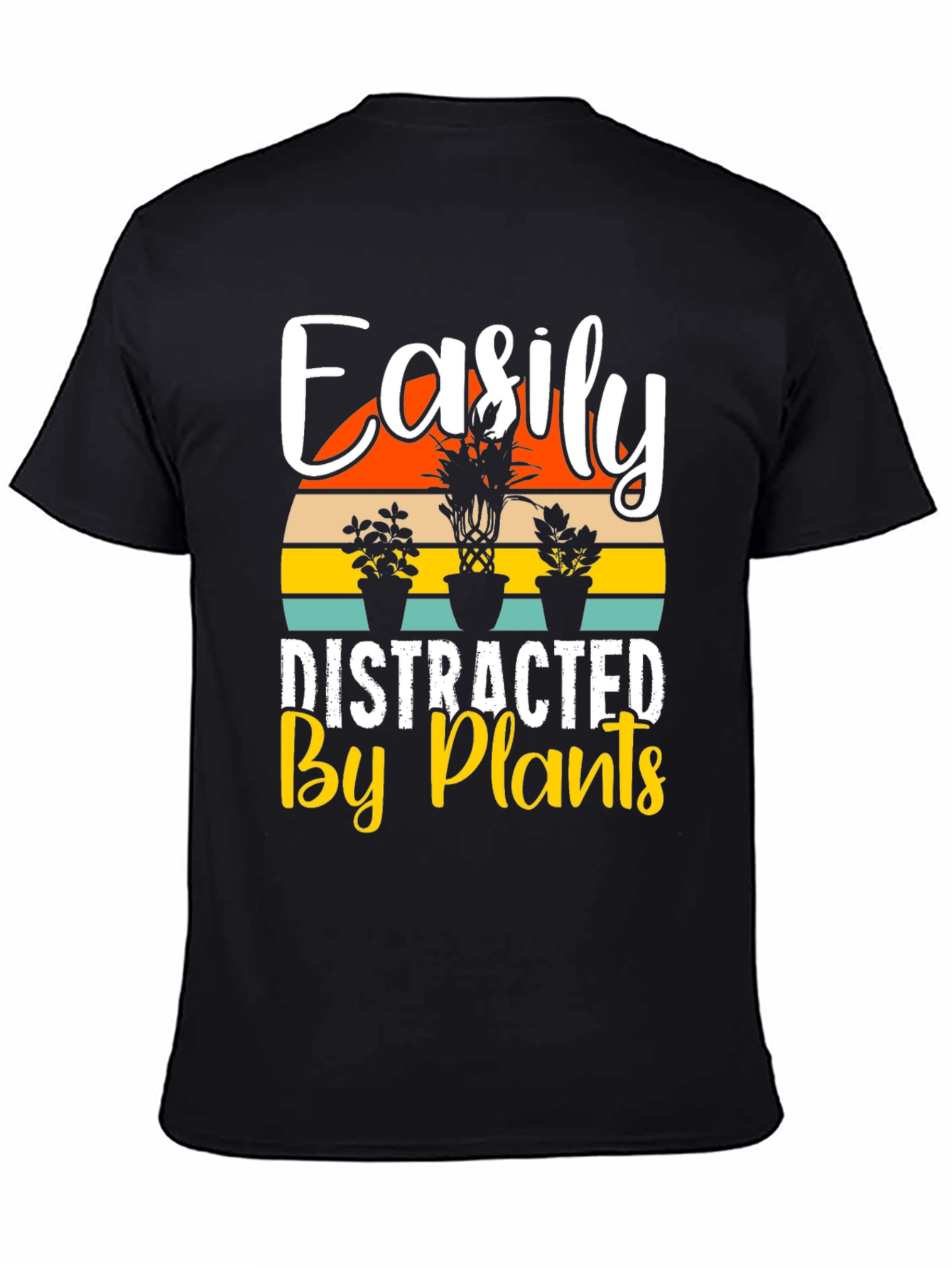 Black Easily Distracted By Plants Graphic T-Shirt view 4