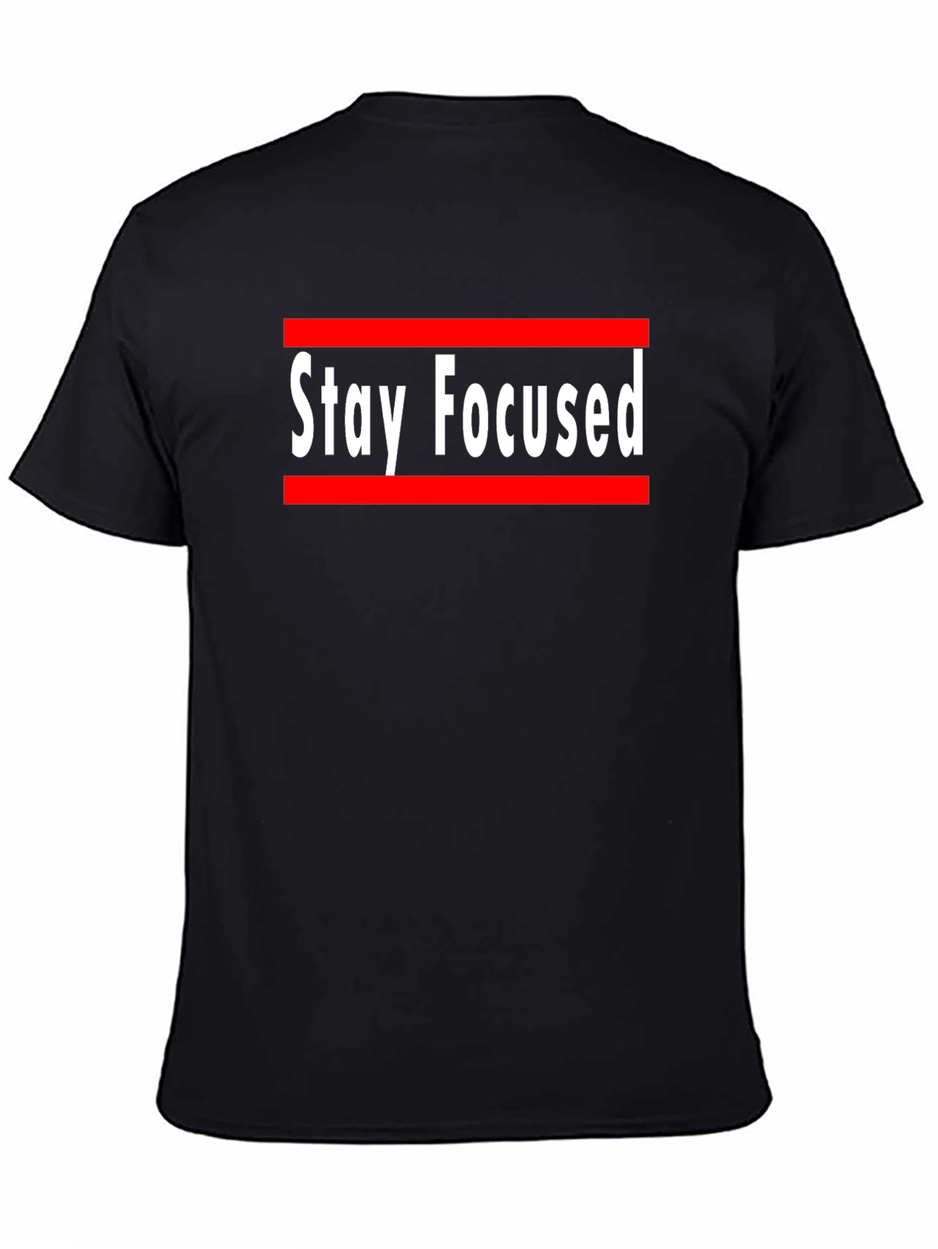 Black Stay Focused Graphic Print Crew Neck T-Shirt view 4