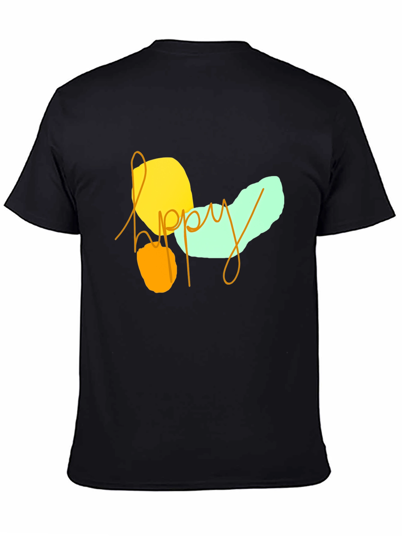 Black Happy Graphic Print Black T-Shirt view 4