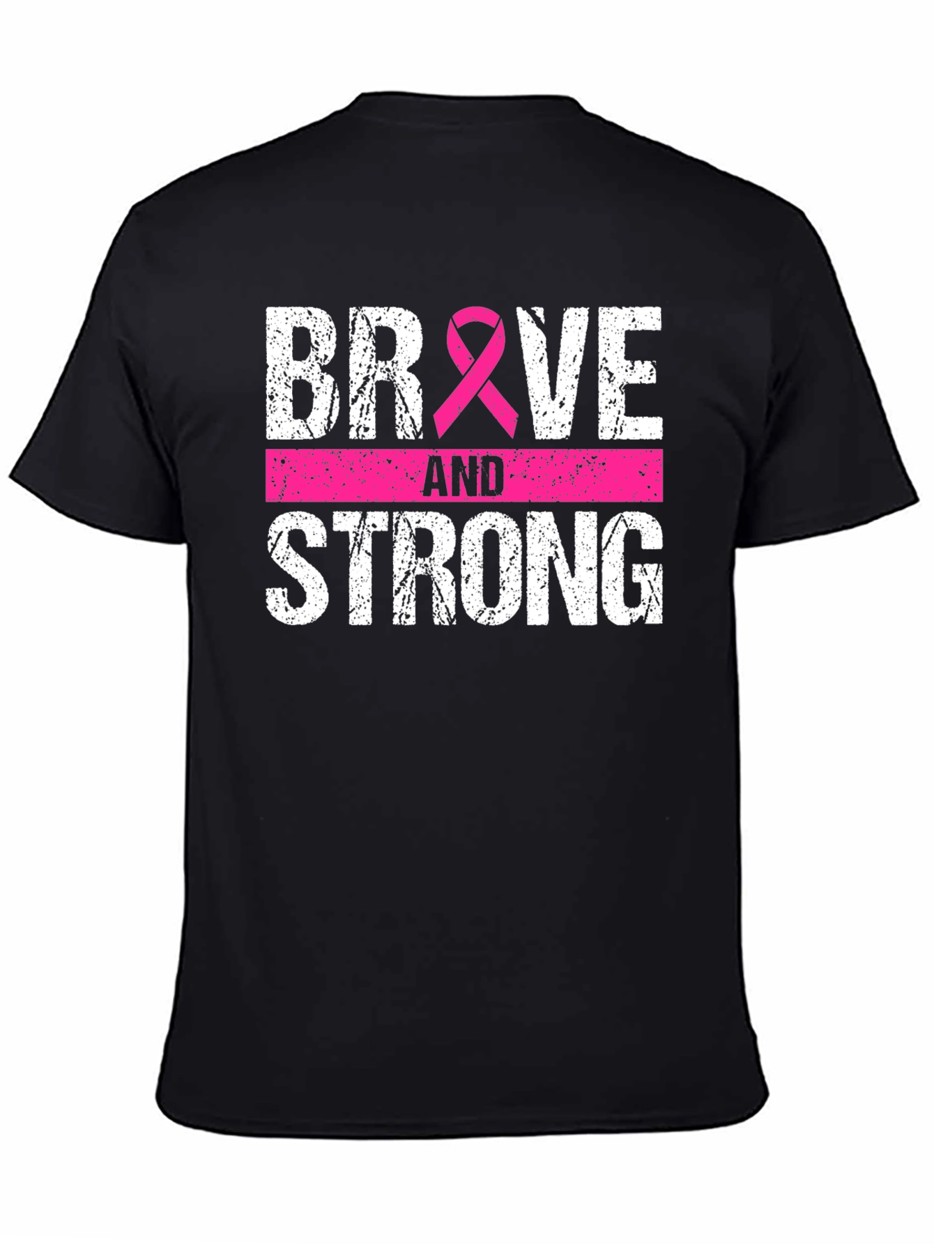 Black Brave and Strong Breast Cancer Awareness Tee view 4