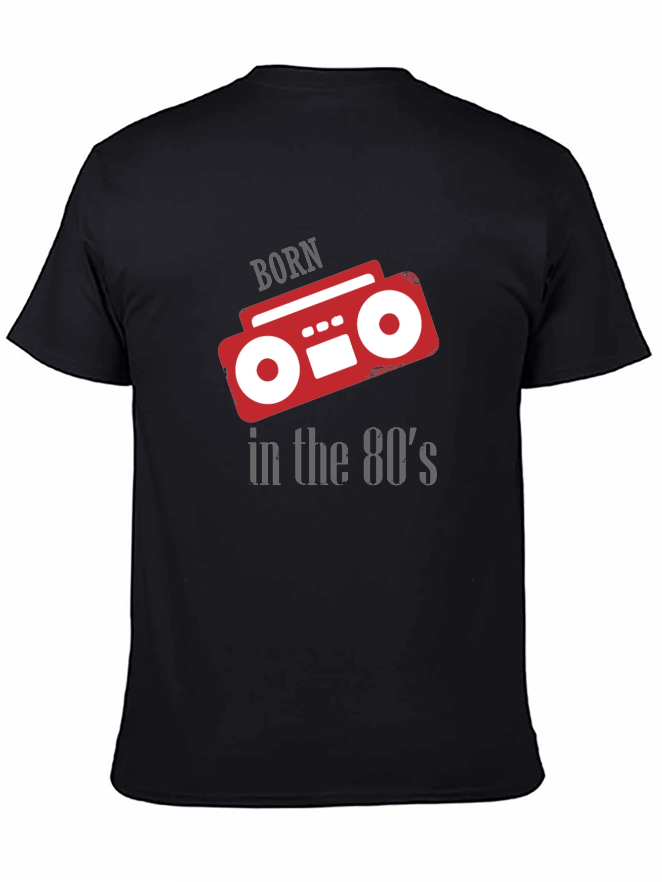 Black Born in the 80's Retro Boombox Graphic T-Shirt view 4