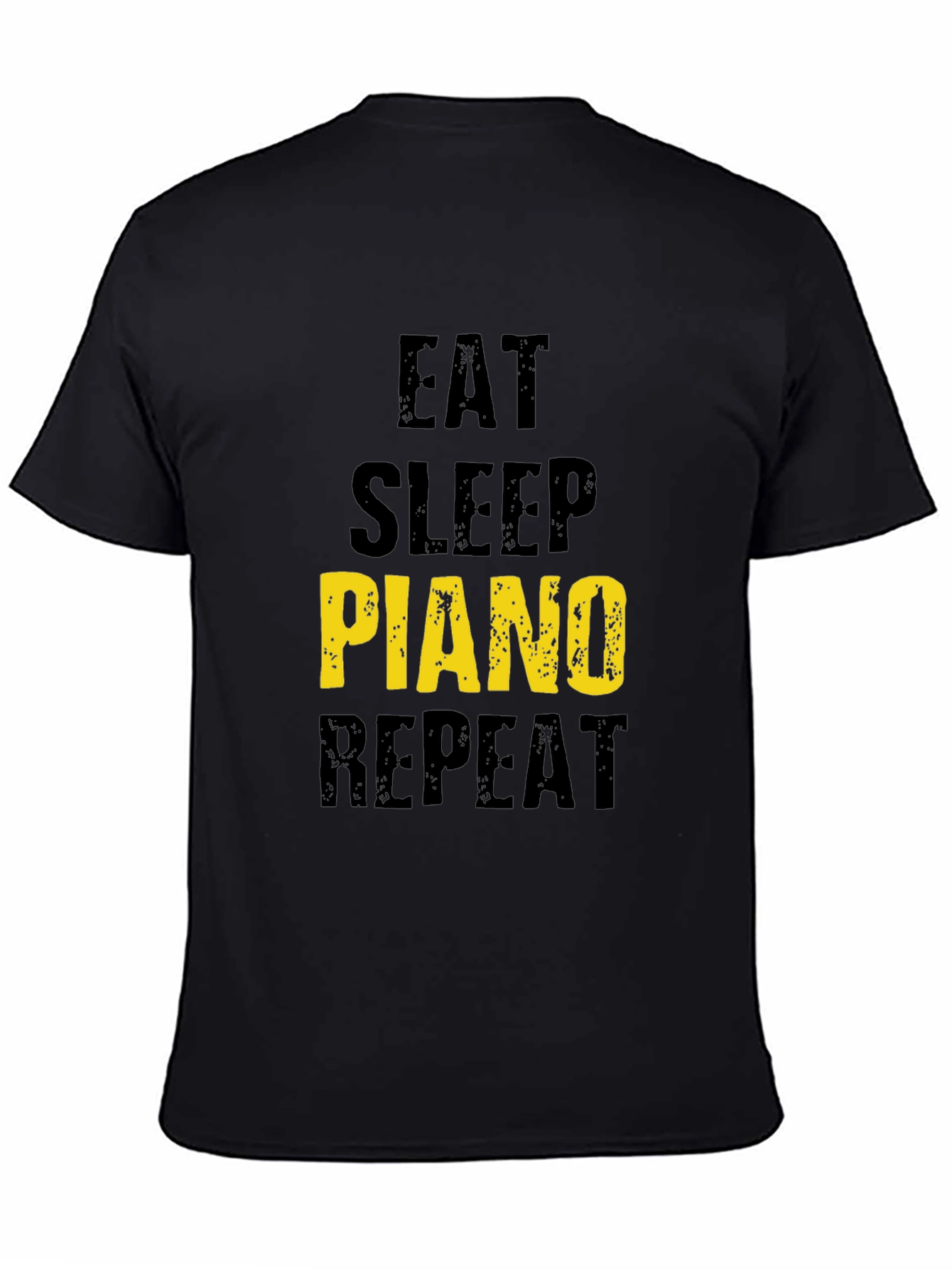 Black Eat Sleep Piano Repeat Black T-Shirt view 4