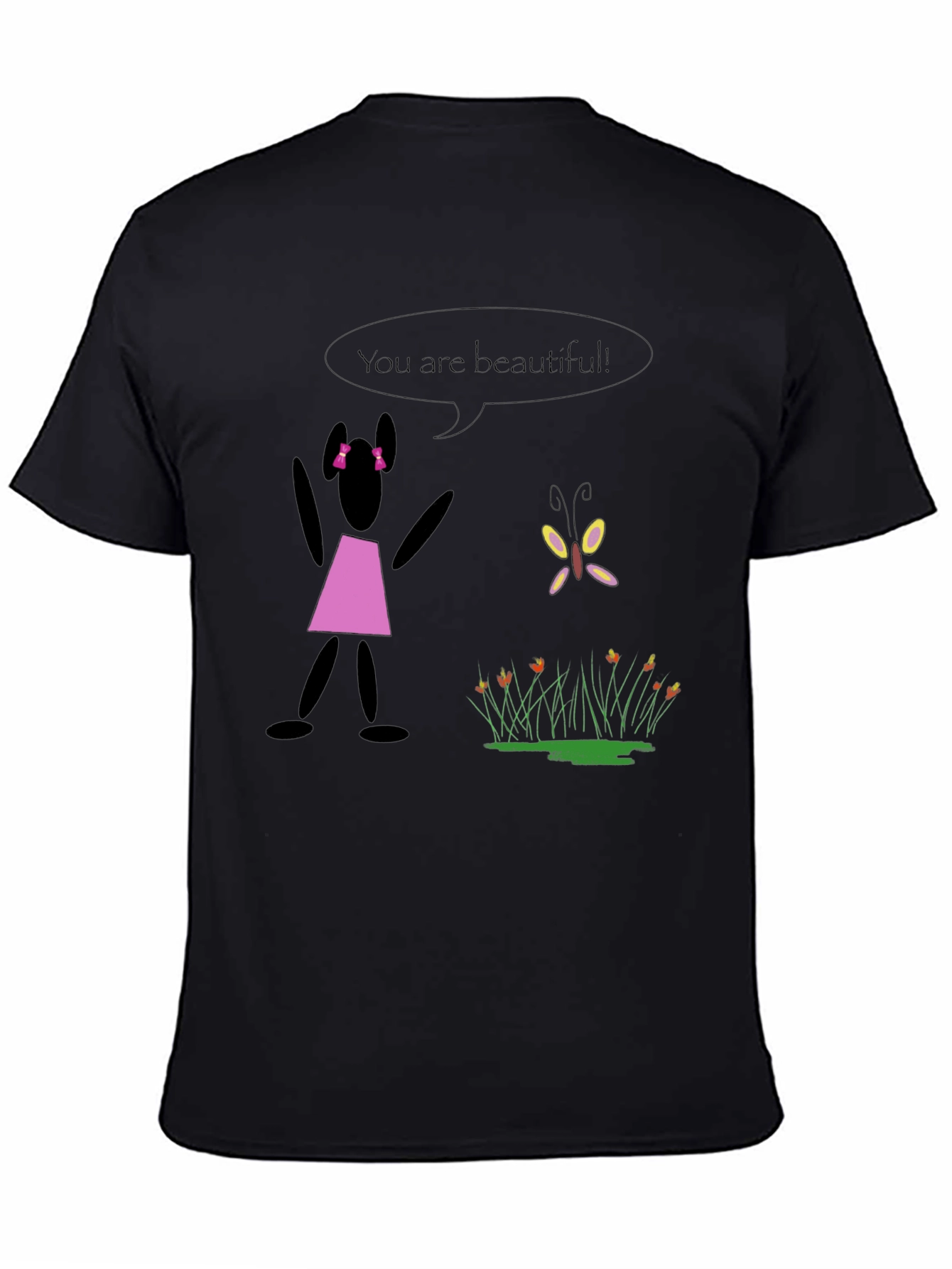 Black Unique Graphic Tee: You Are Beautiful view 4