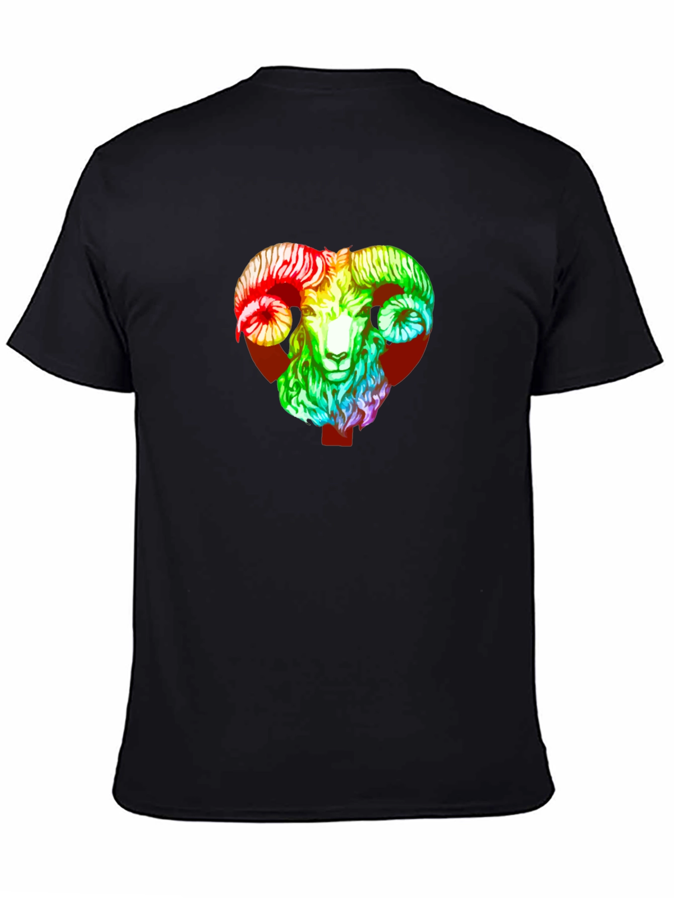 Black Rainbow Ram Graphic Tee - Black Unisex T-Shirt view 4