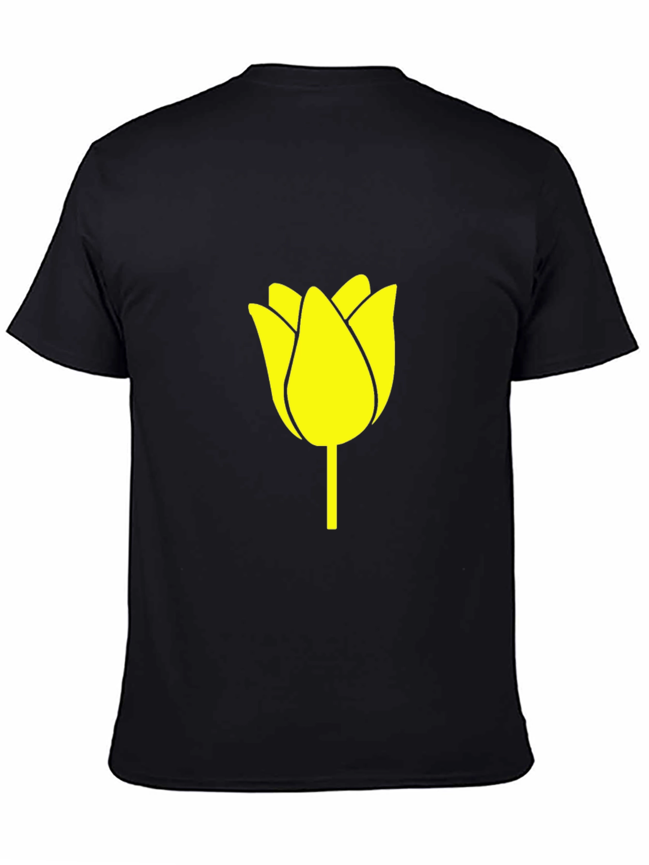 Black Black T-Shirt with Yellow Tulip Graphic view 4