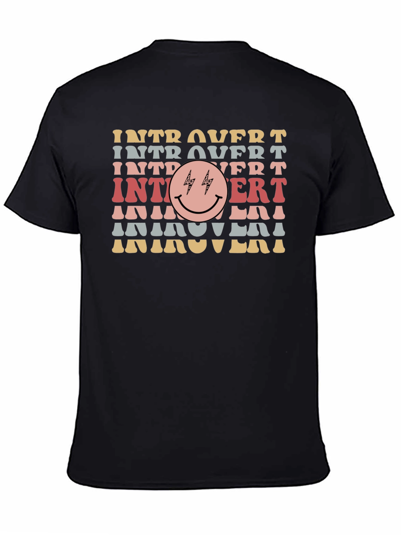 Black Introvert Smiley Face Graphic Tee view 4