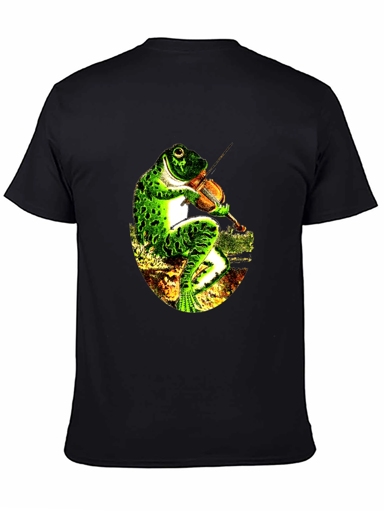 Black Frog Playing Violin Black T-Shirt view 4