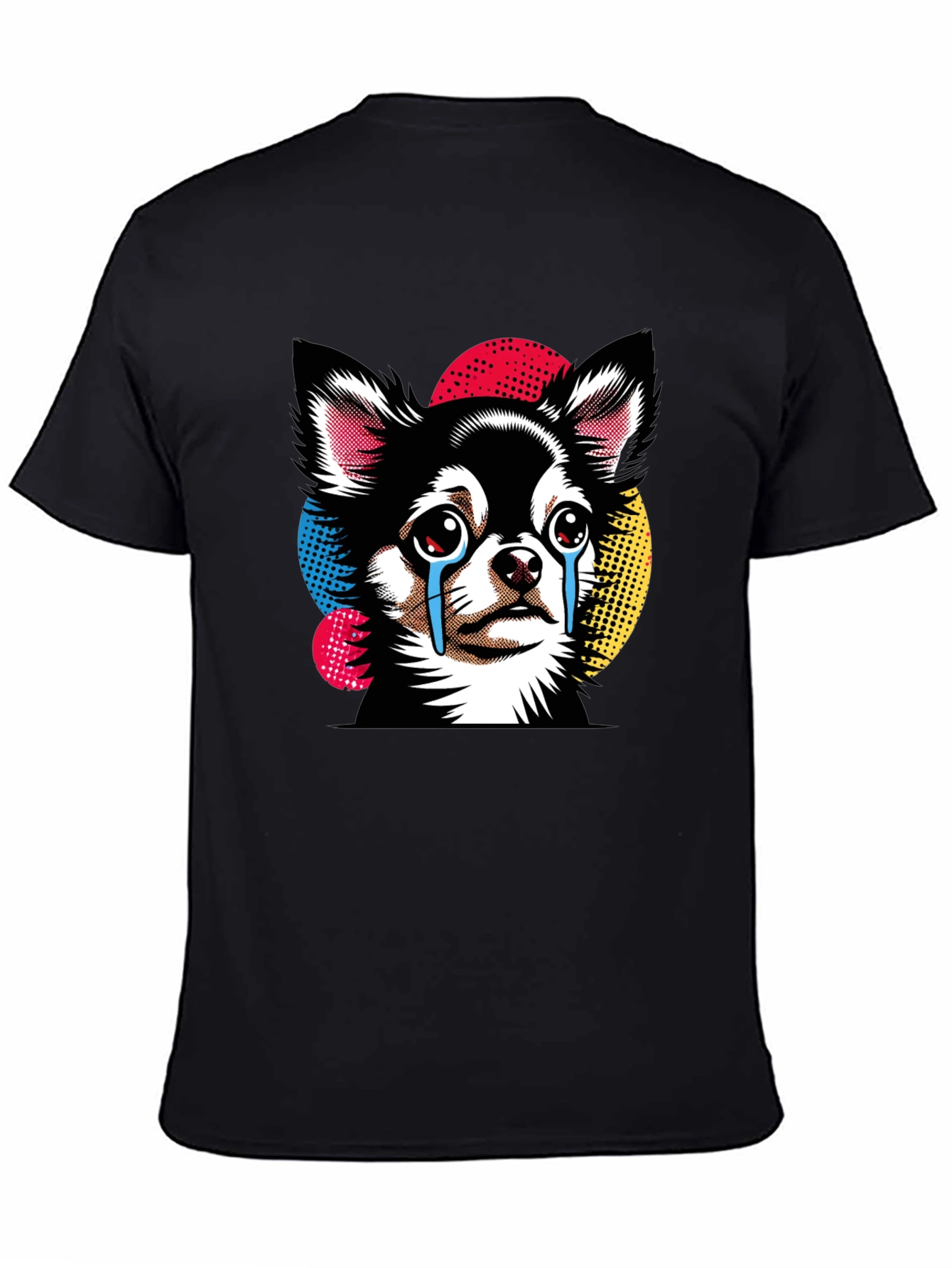 Black Crying Chihuahua Graphic Tee - Black Cotton T-Shirt view 4