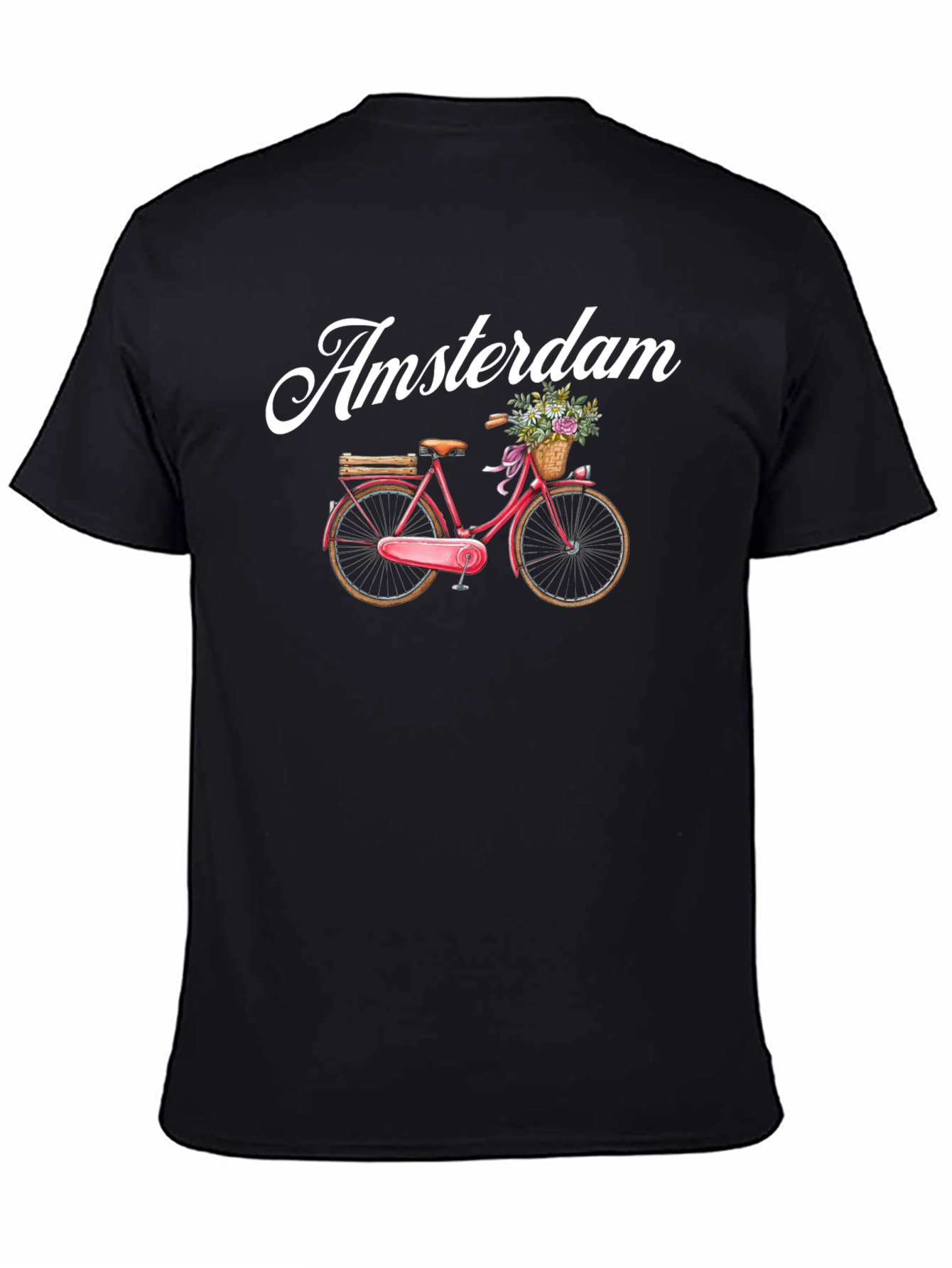 Black Amsterdam Bicycle Graphic Tee - Black Cotton T-Shirt view 4