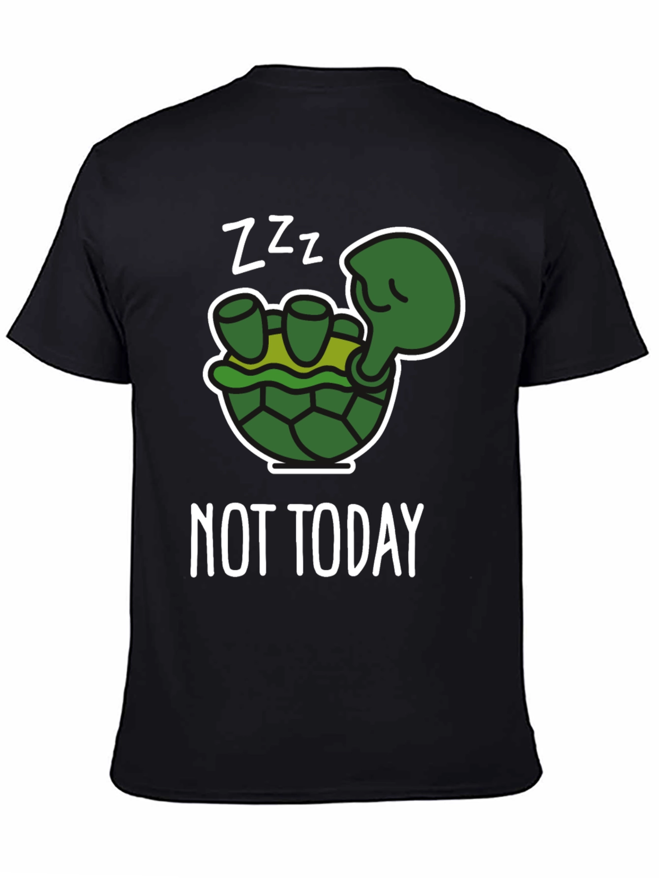 Black Funny Turtle "Not Today" Graphic T-Shirt view 4