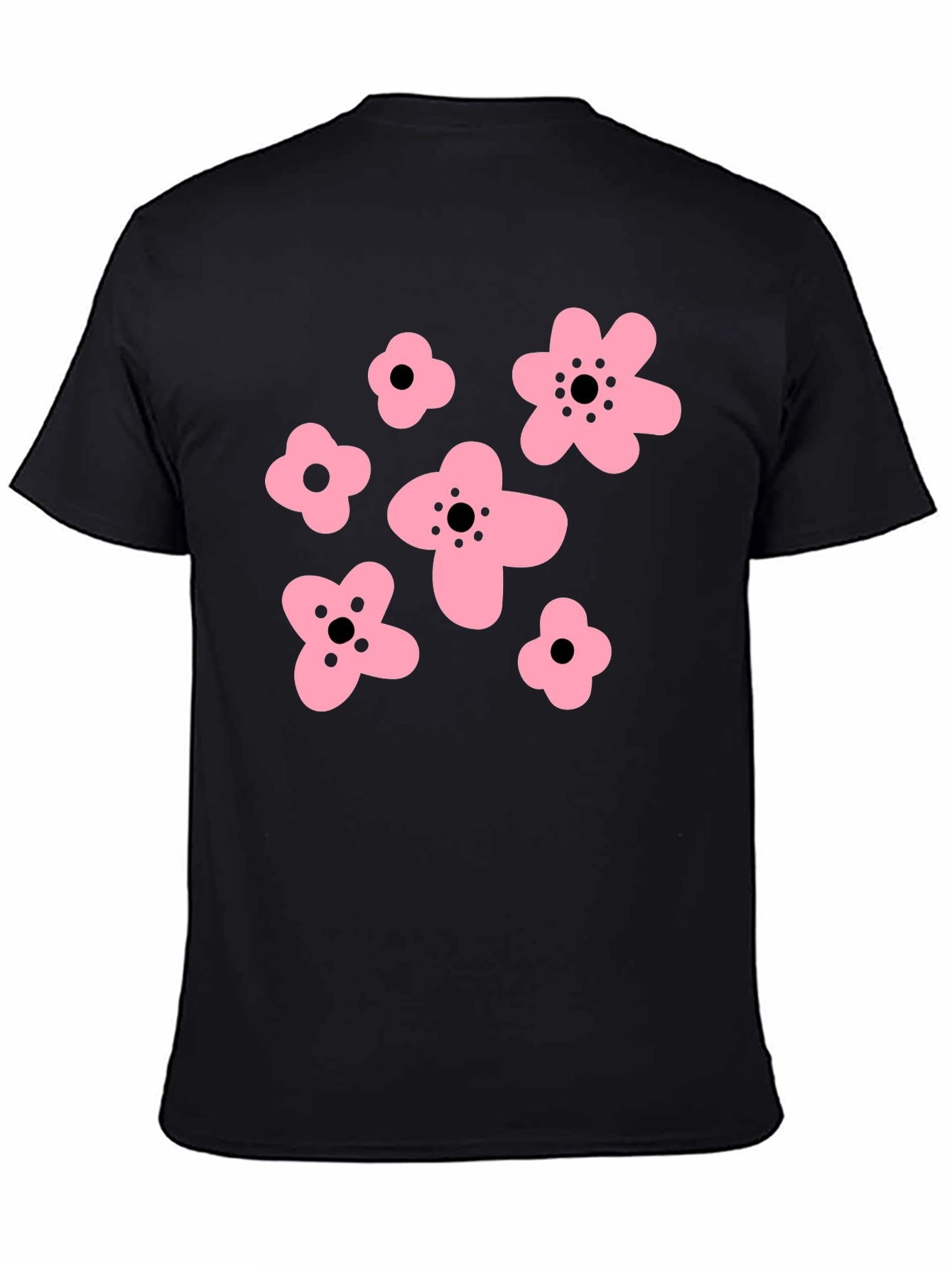 Black Pink Floral Graphic Black T-Shirt view 4