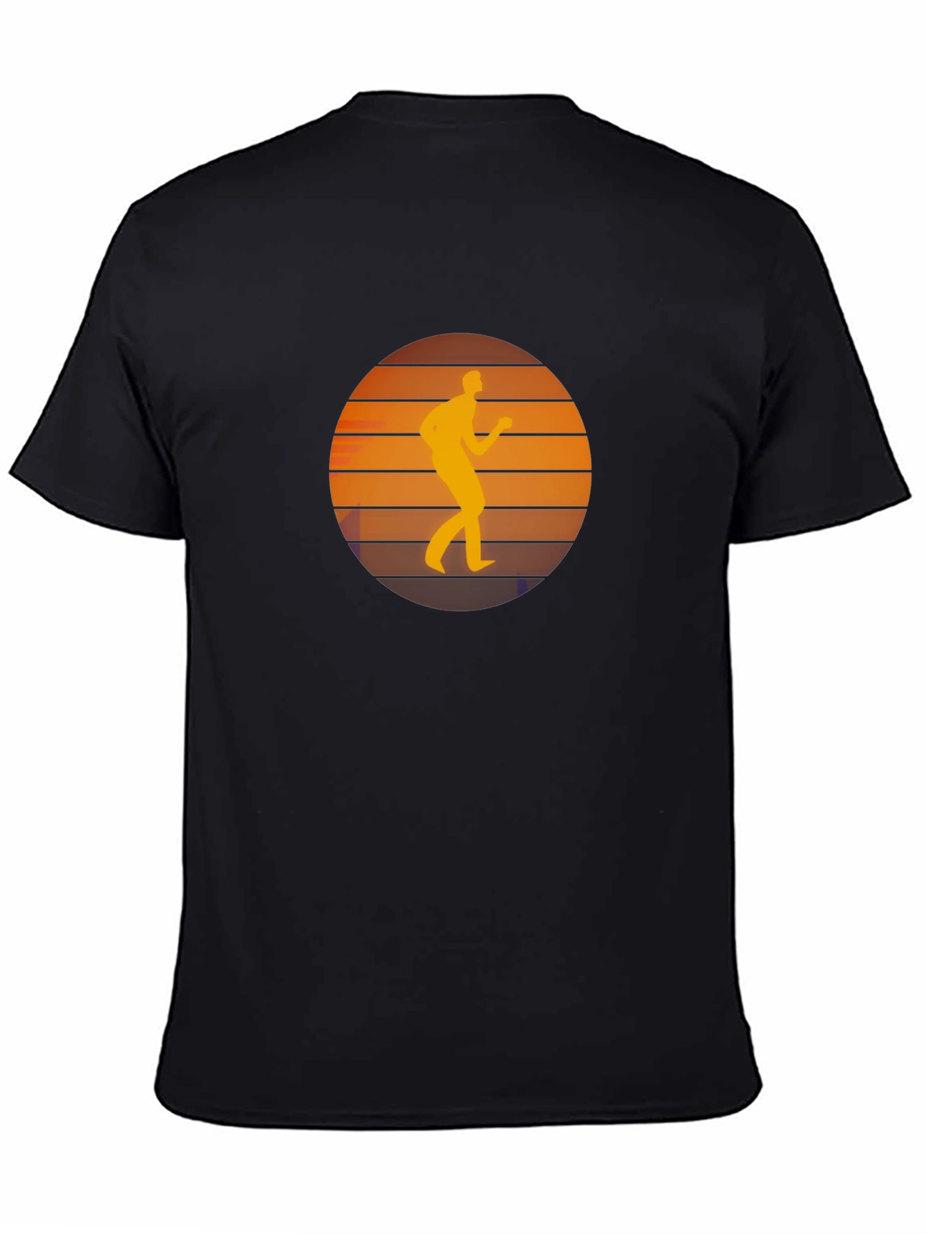 Black Retro Runner Sunset Graphic Black T-Shirt view 4