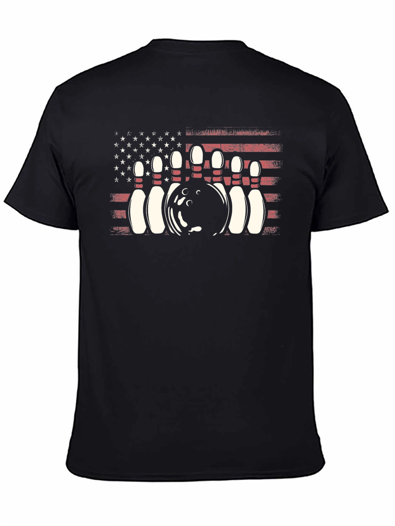 Black Bowling USA Flag Graphic T-Shirt view 4