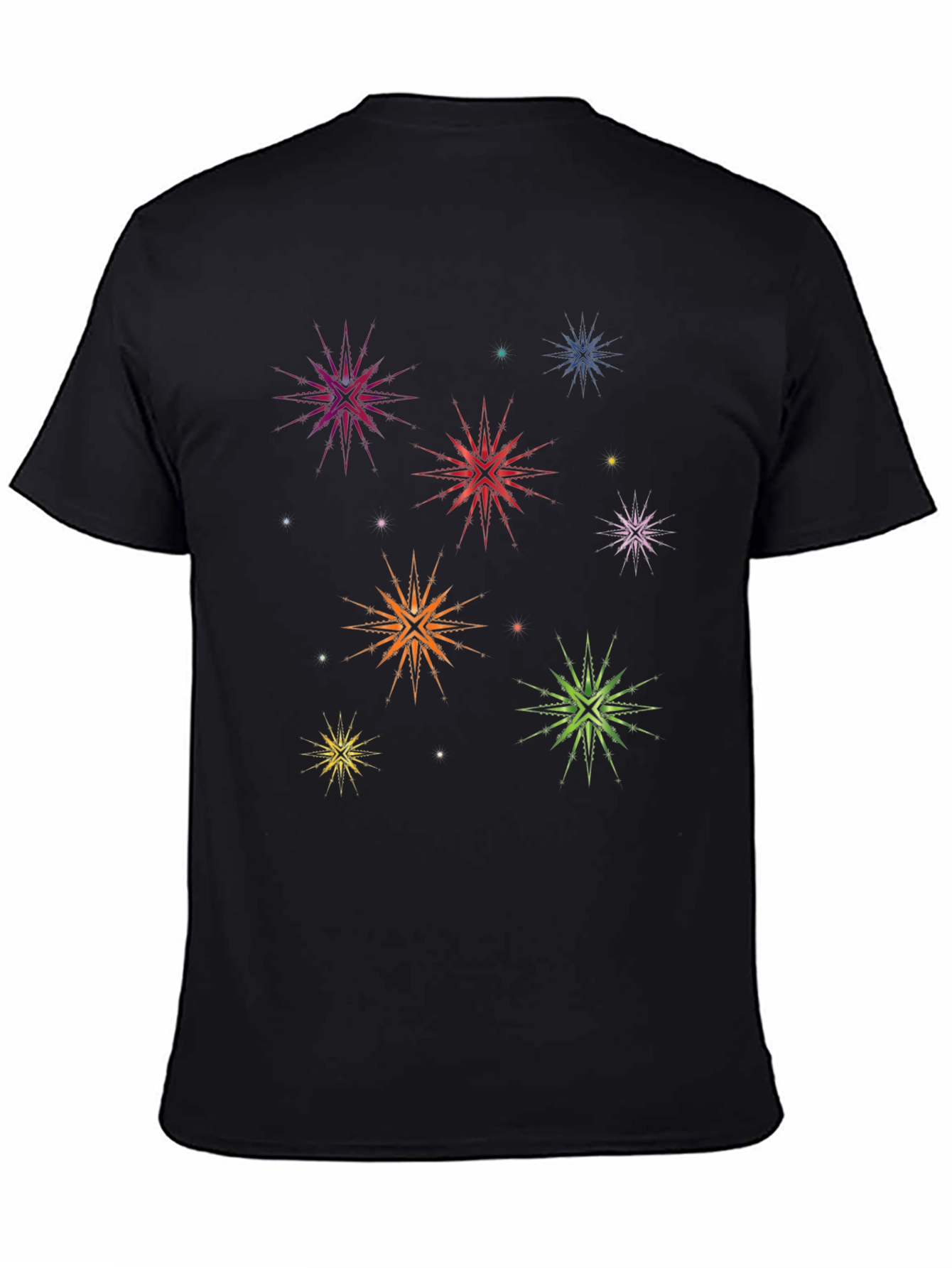 Black Colorful Starburst Graphic Black T-Shirt view 4