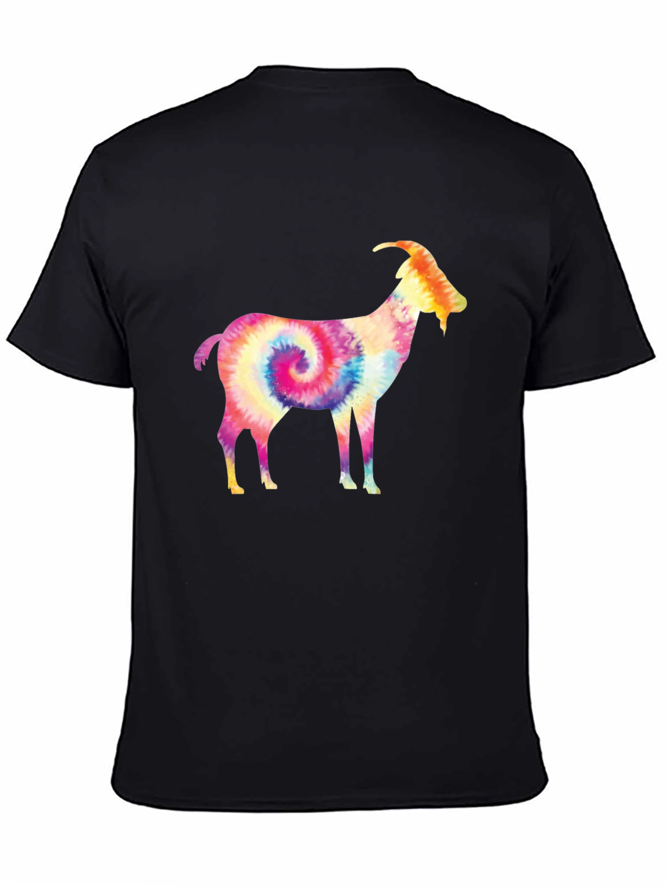 Black Tie-Dye Goat Graphic Tee - Black Cotton view 4