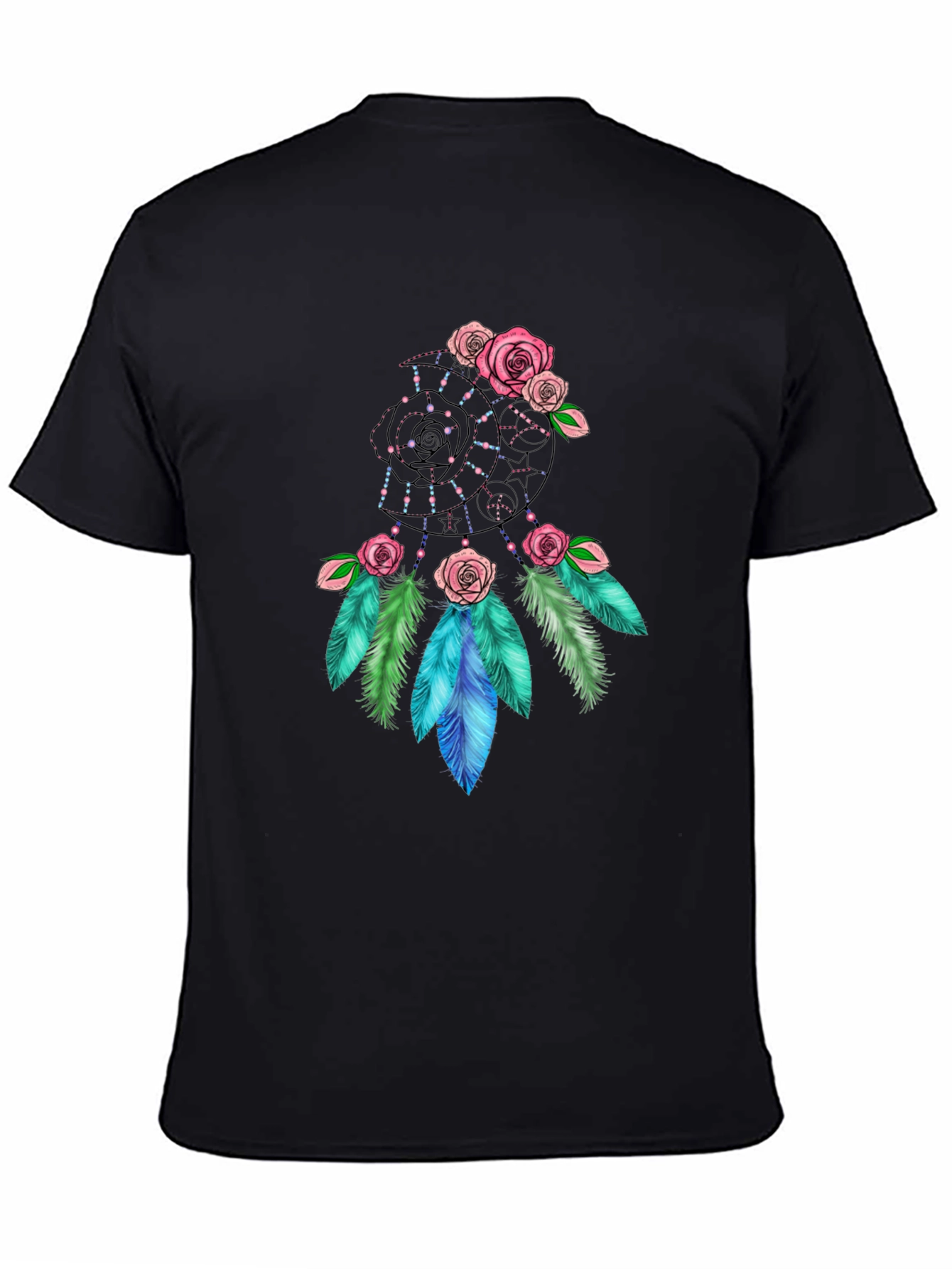Black Dreamcatcher Rose Graphic Black T-Shirt view 4