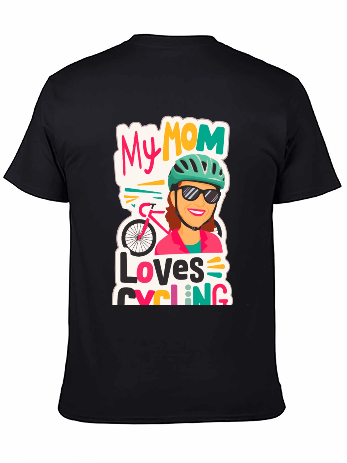 Black My Mom Loves Cycling Black T-Shirt view 4