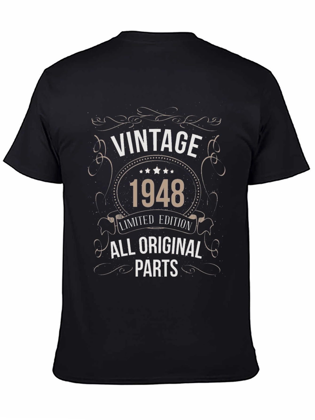 Black Vintage 1948 All Original Parts T-Shirt view 4