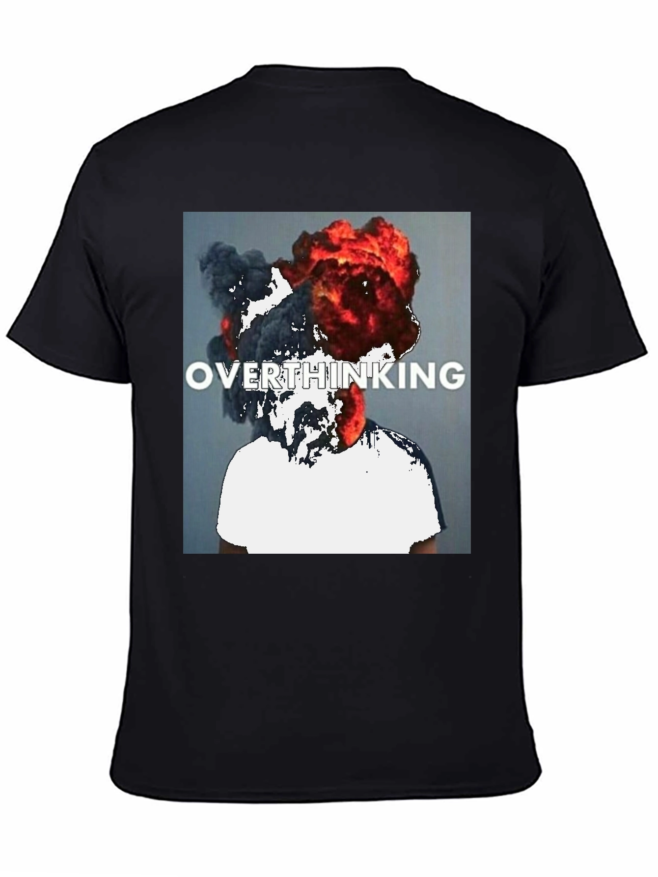 Black Overthinking Graphic Tee - Unique Statement T-Shirt view 4