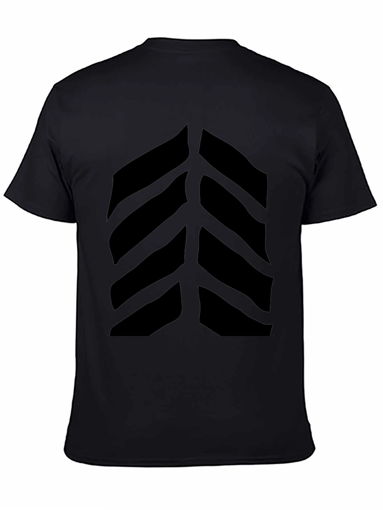 Black Graphic Tee - Abstract Leaf Design view 4