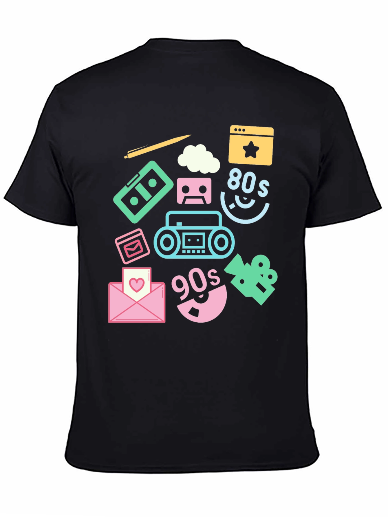 Black Retro 80s & 90s Graphic Tee view 4