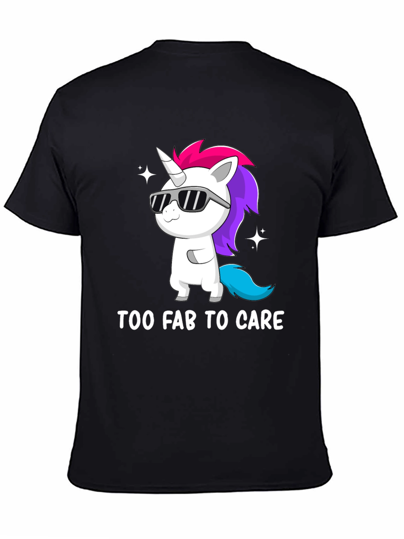 Black Too Fab to Care Unicorn Graphic Tee view 4