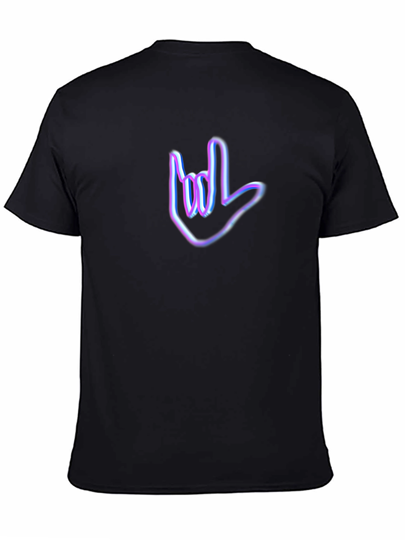 Black Neon Sign Language Graphic Tee view 4