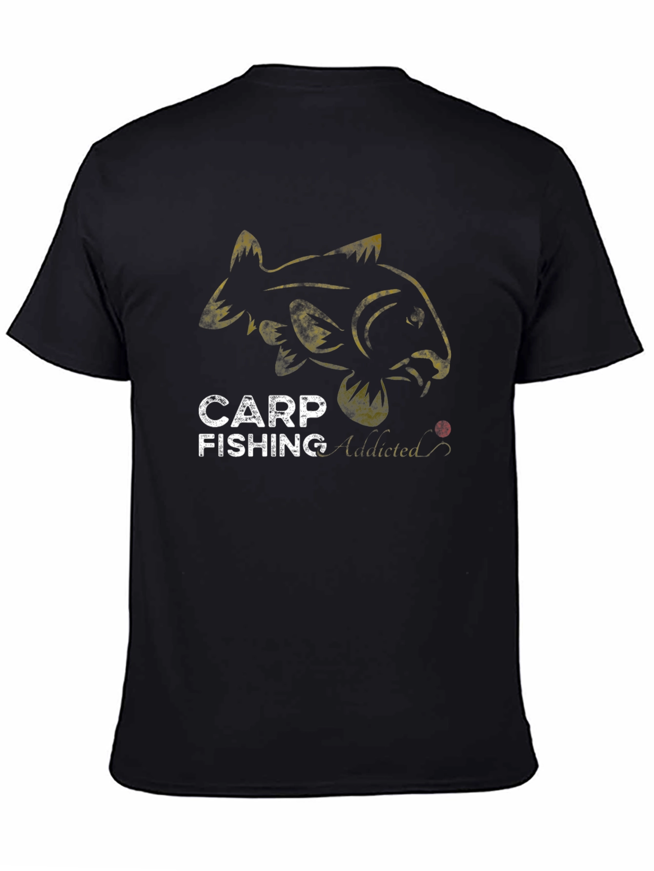 Black Carp Fishing Addicted Black T-Shirt view 4