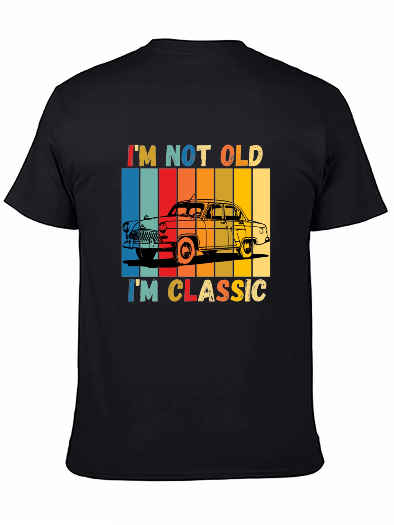 Black Classic Car T-Shirt - "I'm Not Old, I'm Classic" view 4