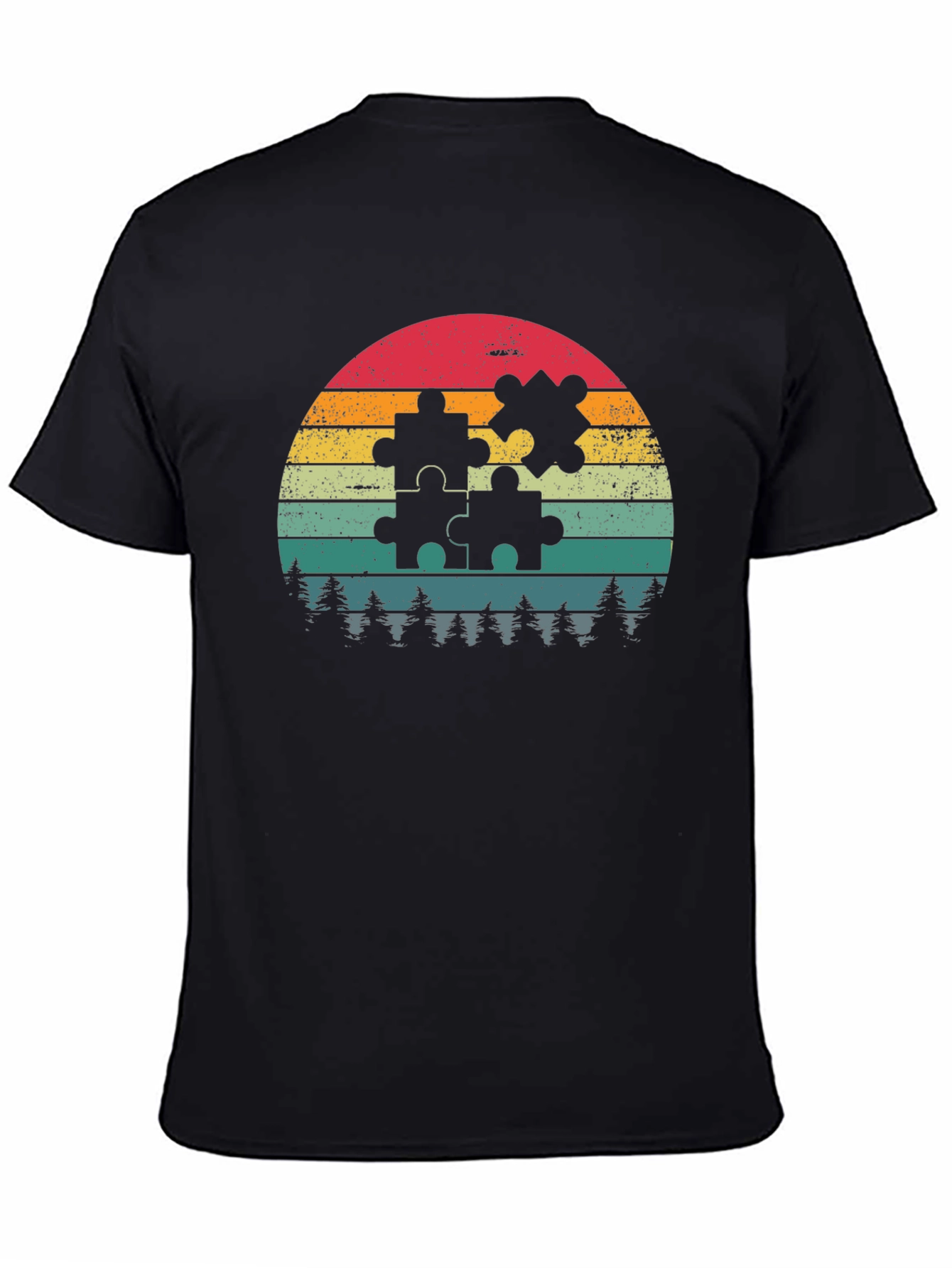 Black Retro Puzzle Piece Graphic Tee view 4