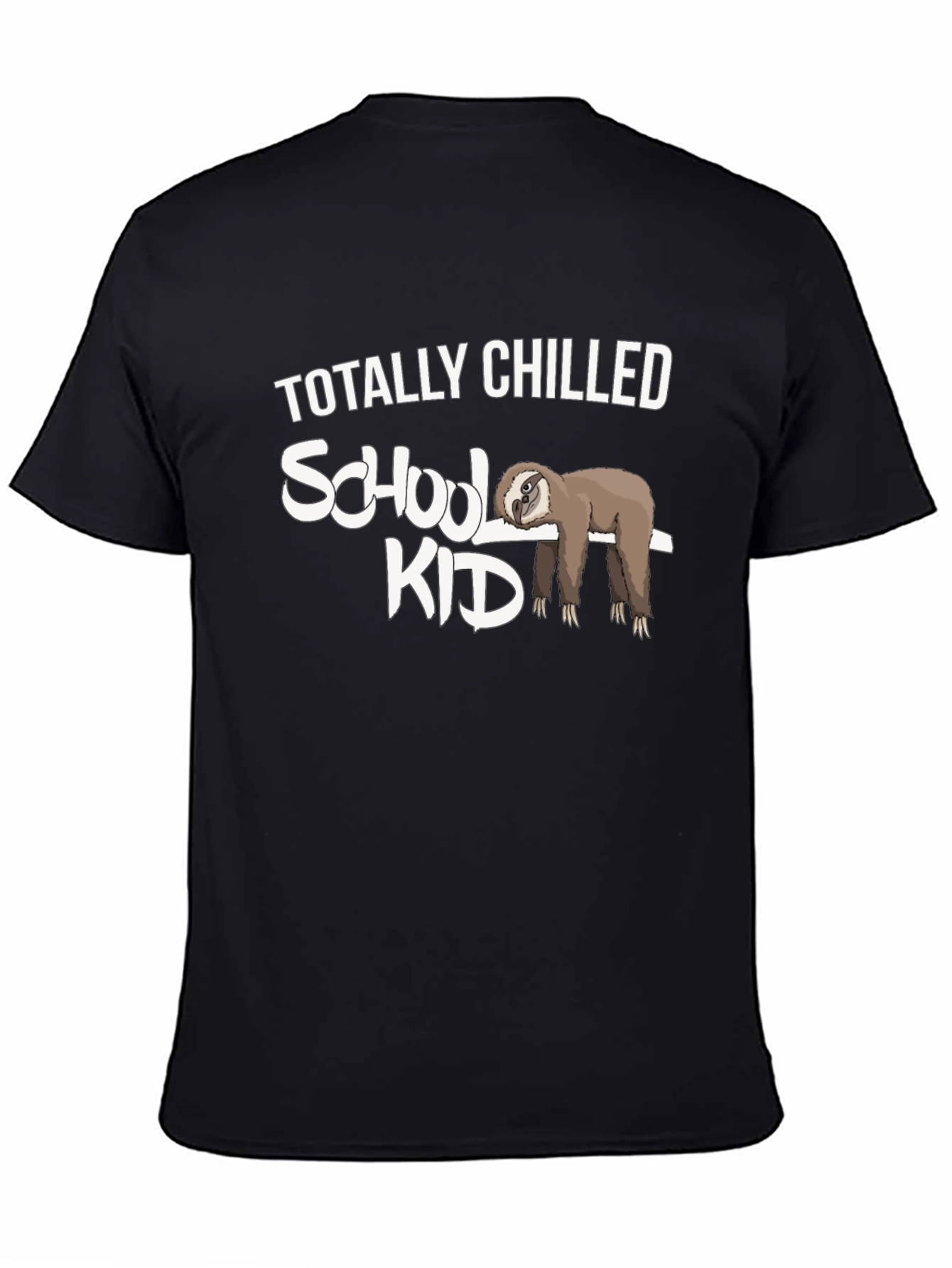 Black Totally Chilled Sloth School Kid Graphic Tee view 4