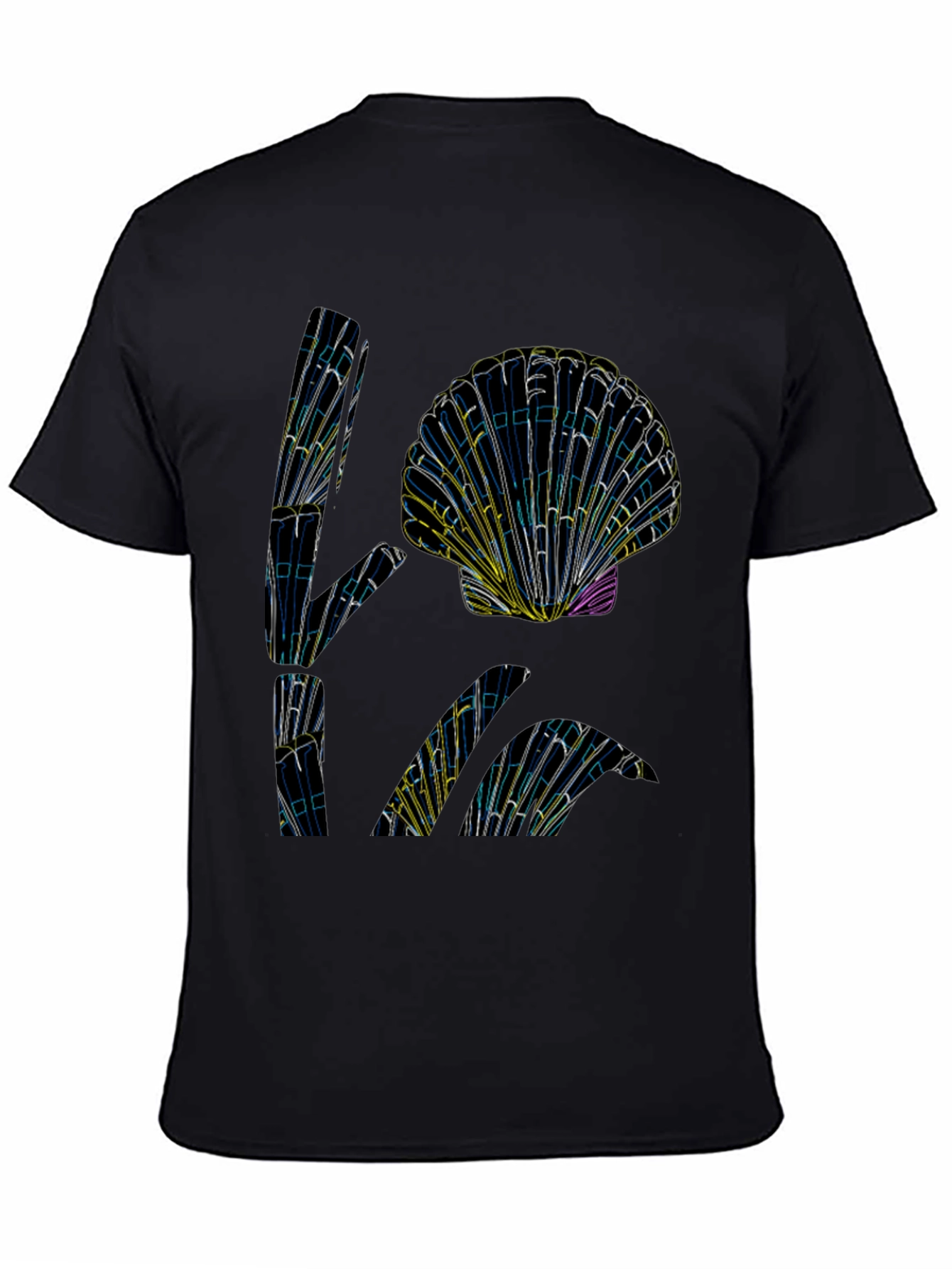 Black Abstract Seashell Graphic Tee - Black view 4