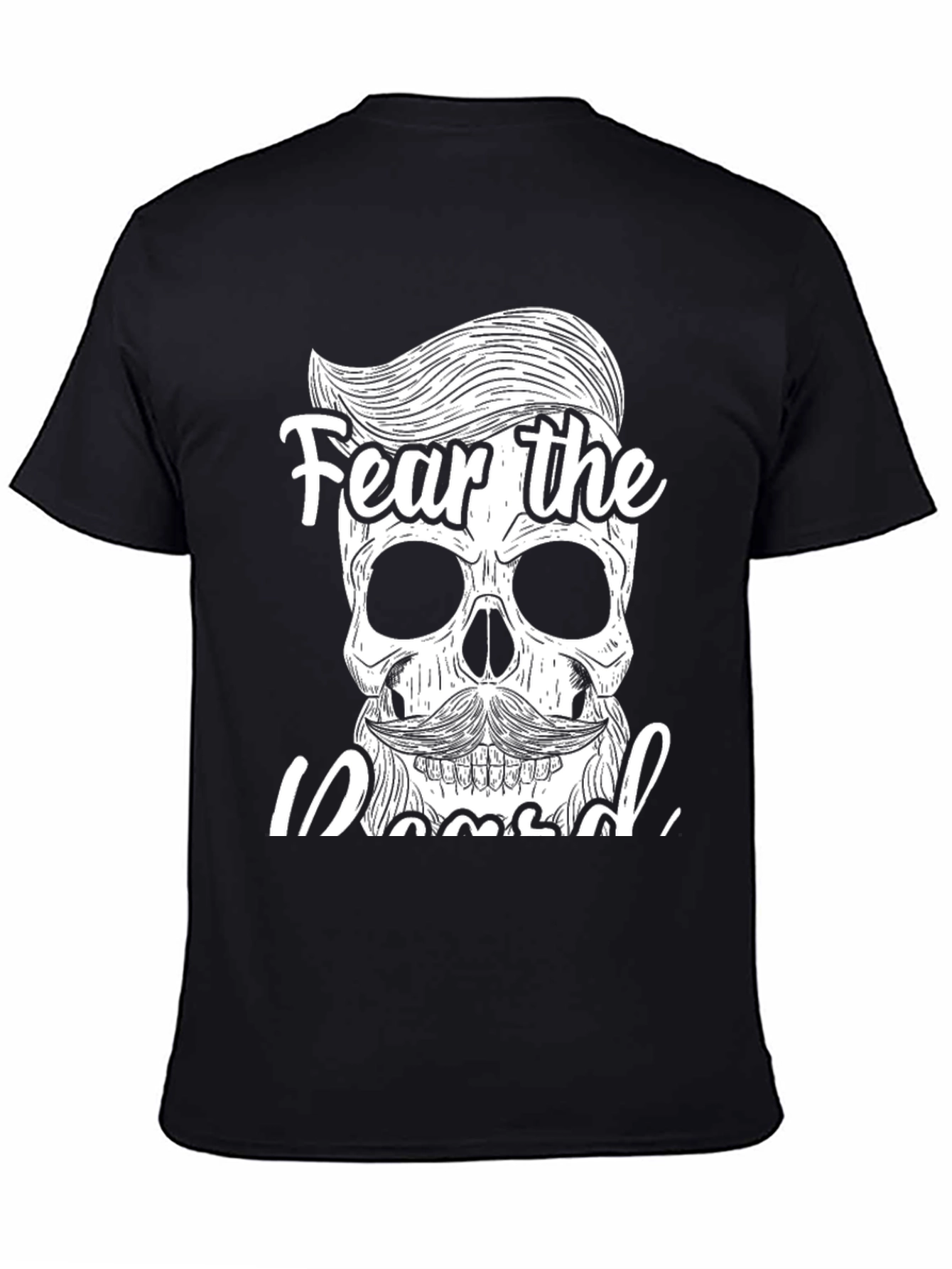 Black Fear the Bearded Skull Graphic T-Shirt view 4