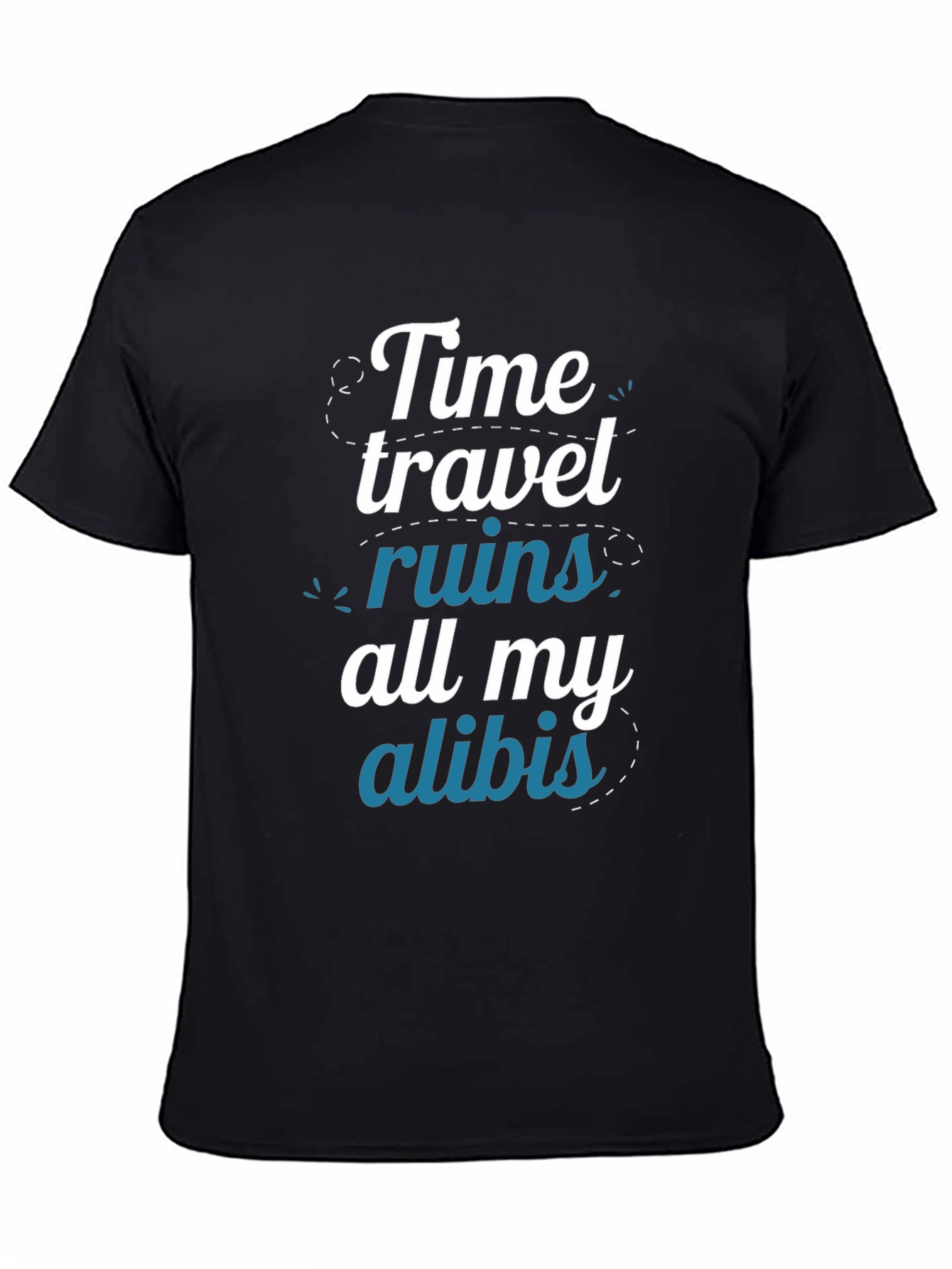Black Time Travel Ruin Alibi Graphic T-Shirt  view 4