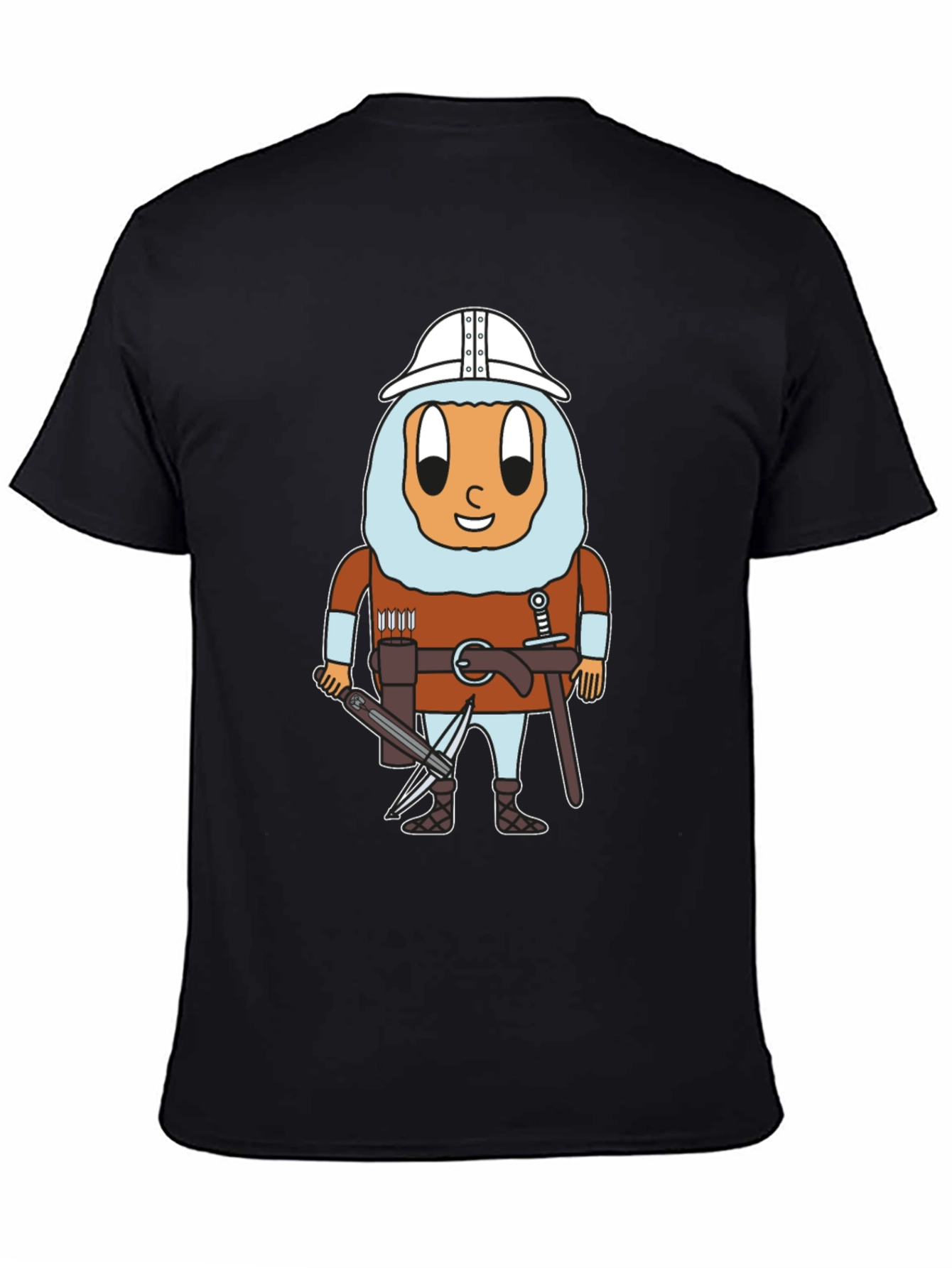 Black Egg Knight T-Shirt: Cartoon Warrior Egg Tee view 4